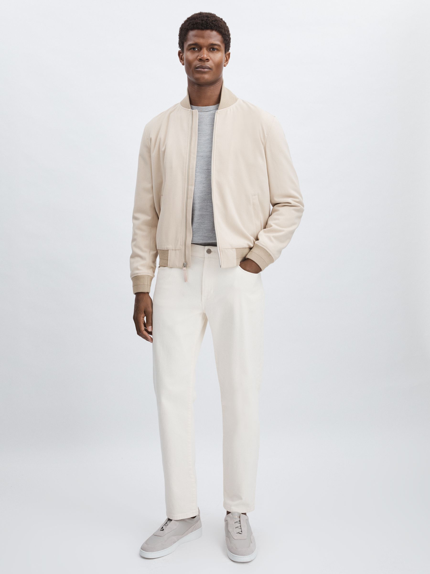 Paige Zip-Through Bomber Jacket in Ivory