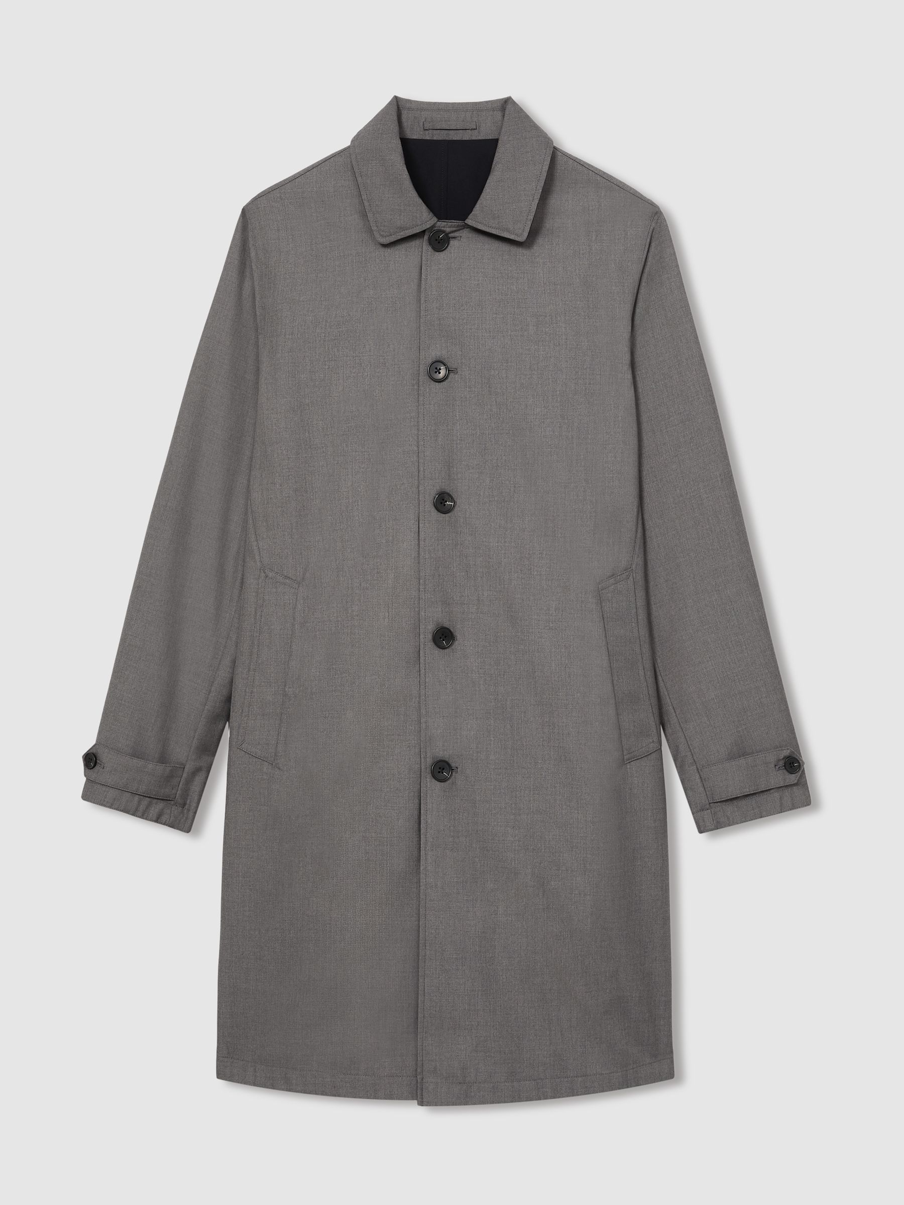 Reversible Mid-Length Coat in Navy/Grey