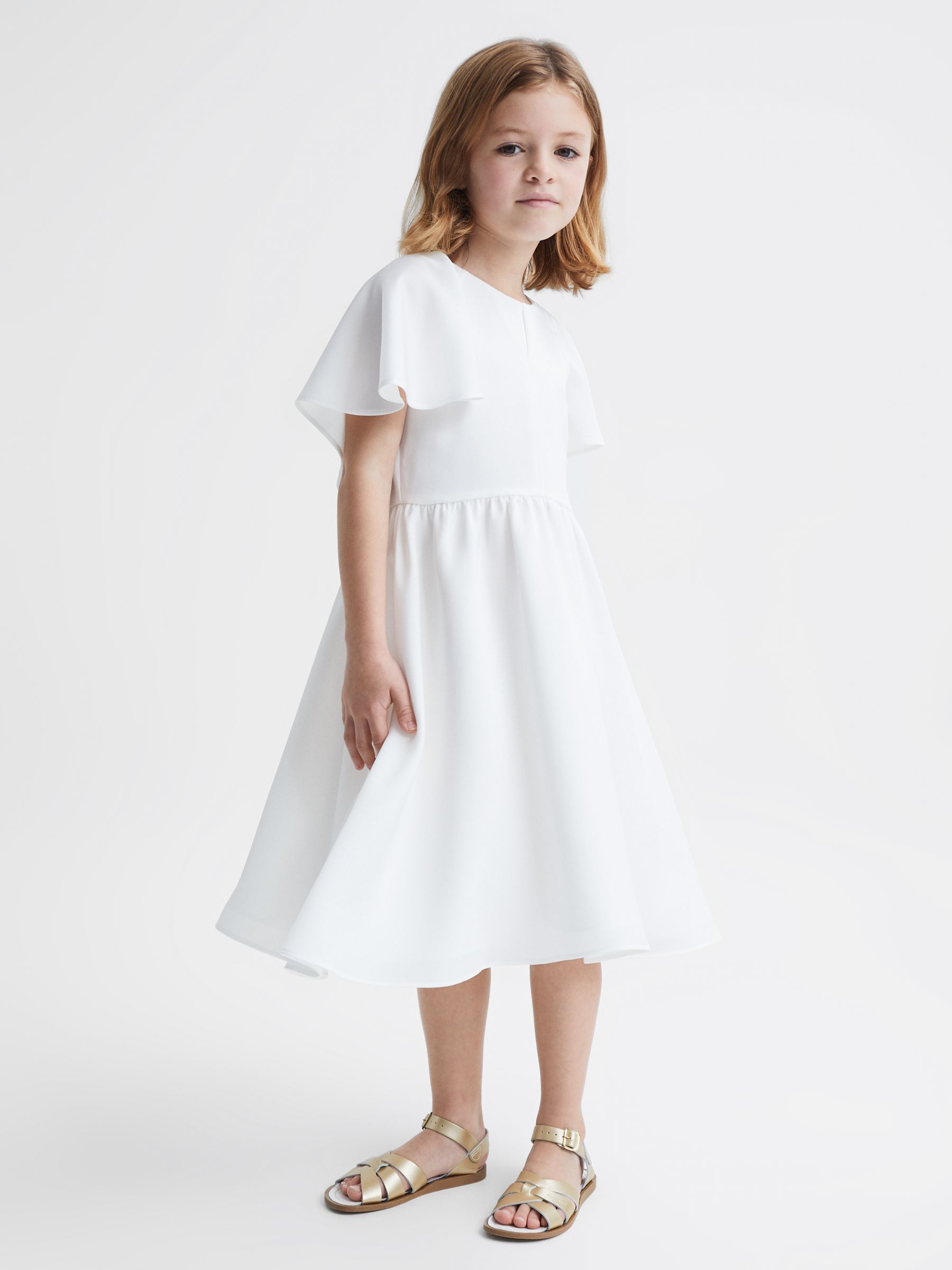 9-12 yrs Satin Midi Dress in Ivory