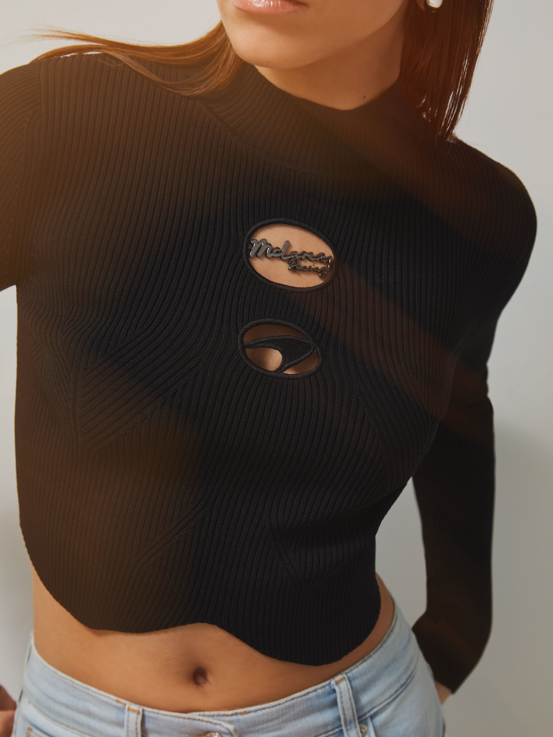 McLaren F1 Team Cut-Out Knit Crop Top in Black