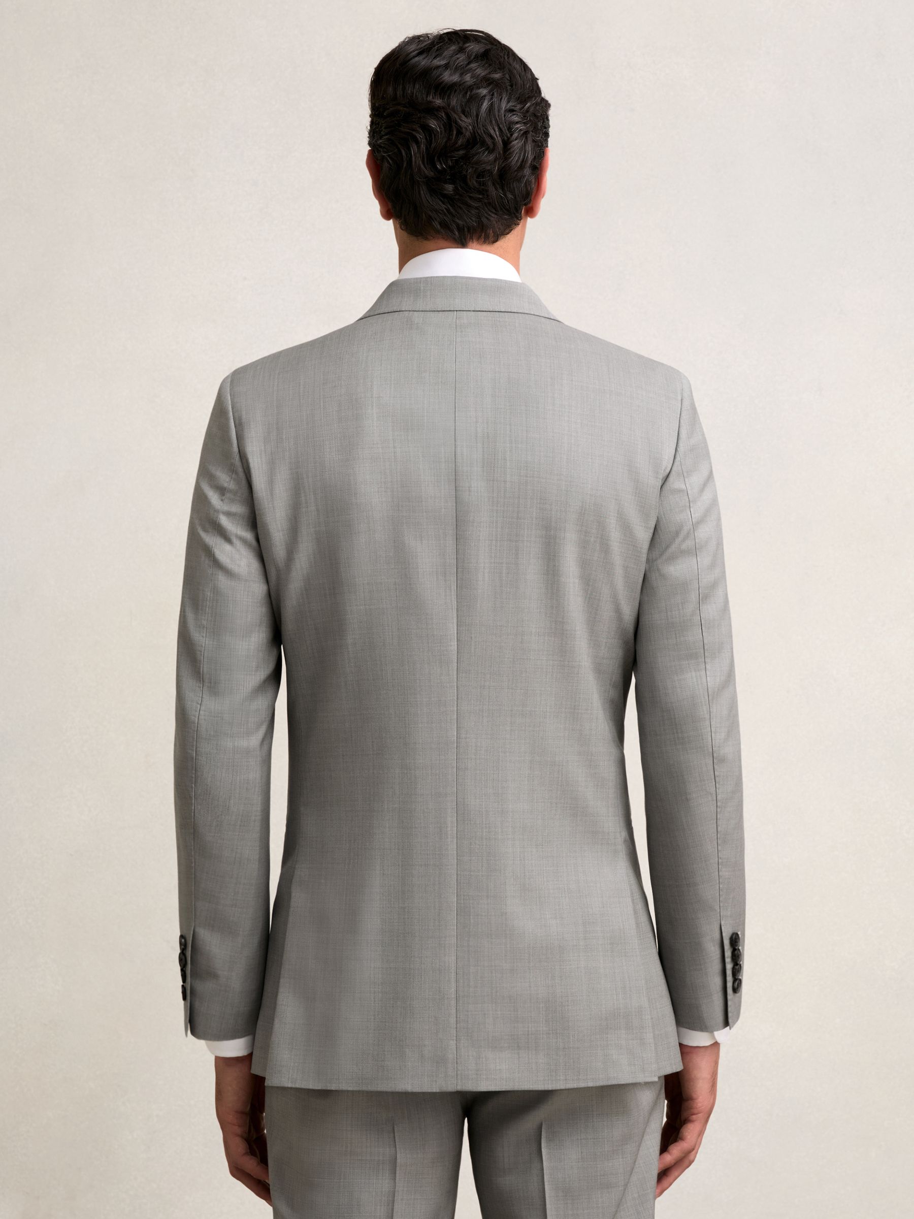 Slim-Fit Wool Single Breasted Suit Blazer in Mid Grey