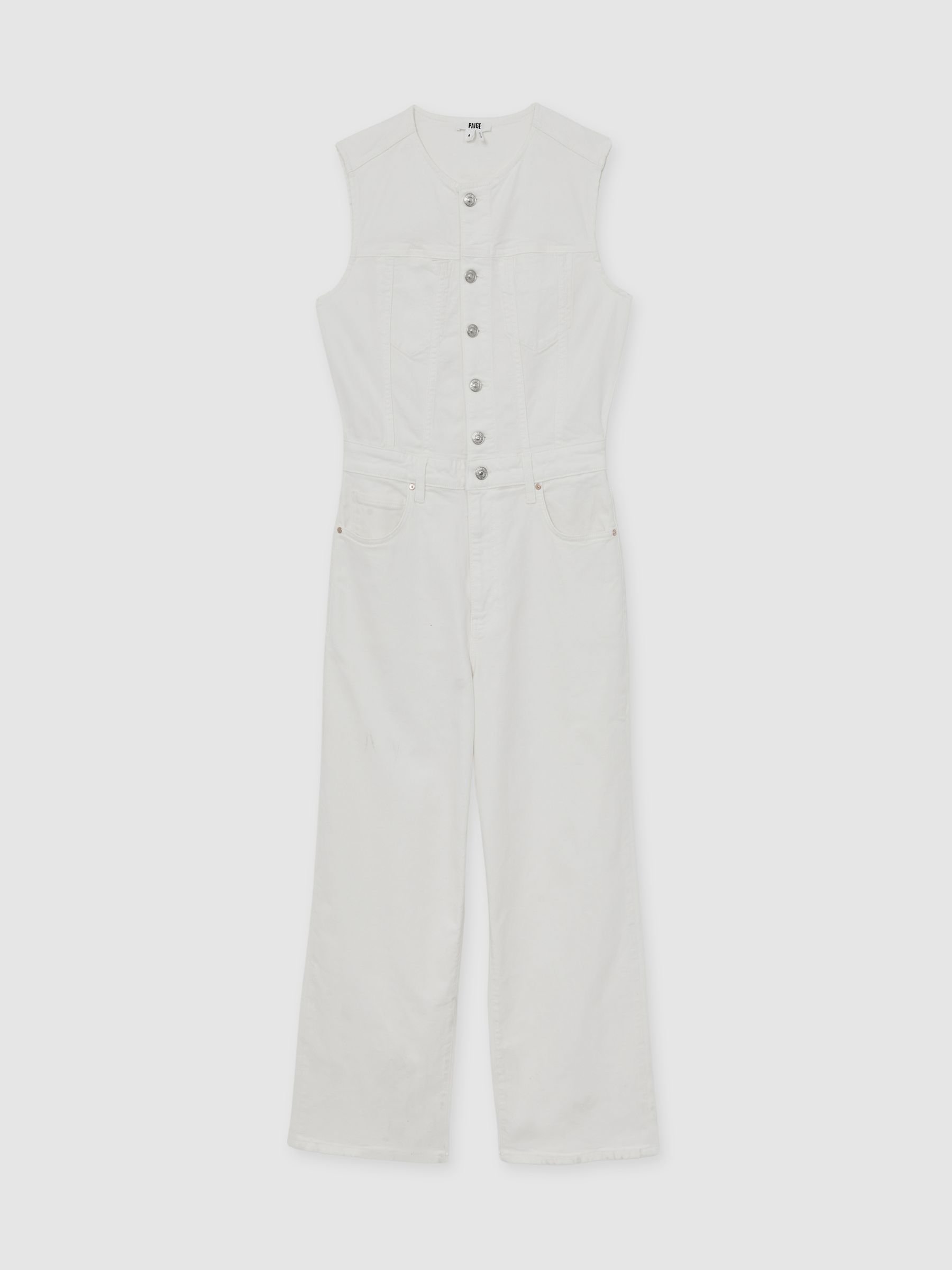 Paige Denim Straight Leg Jumpsuit in Ecru