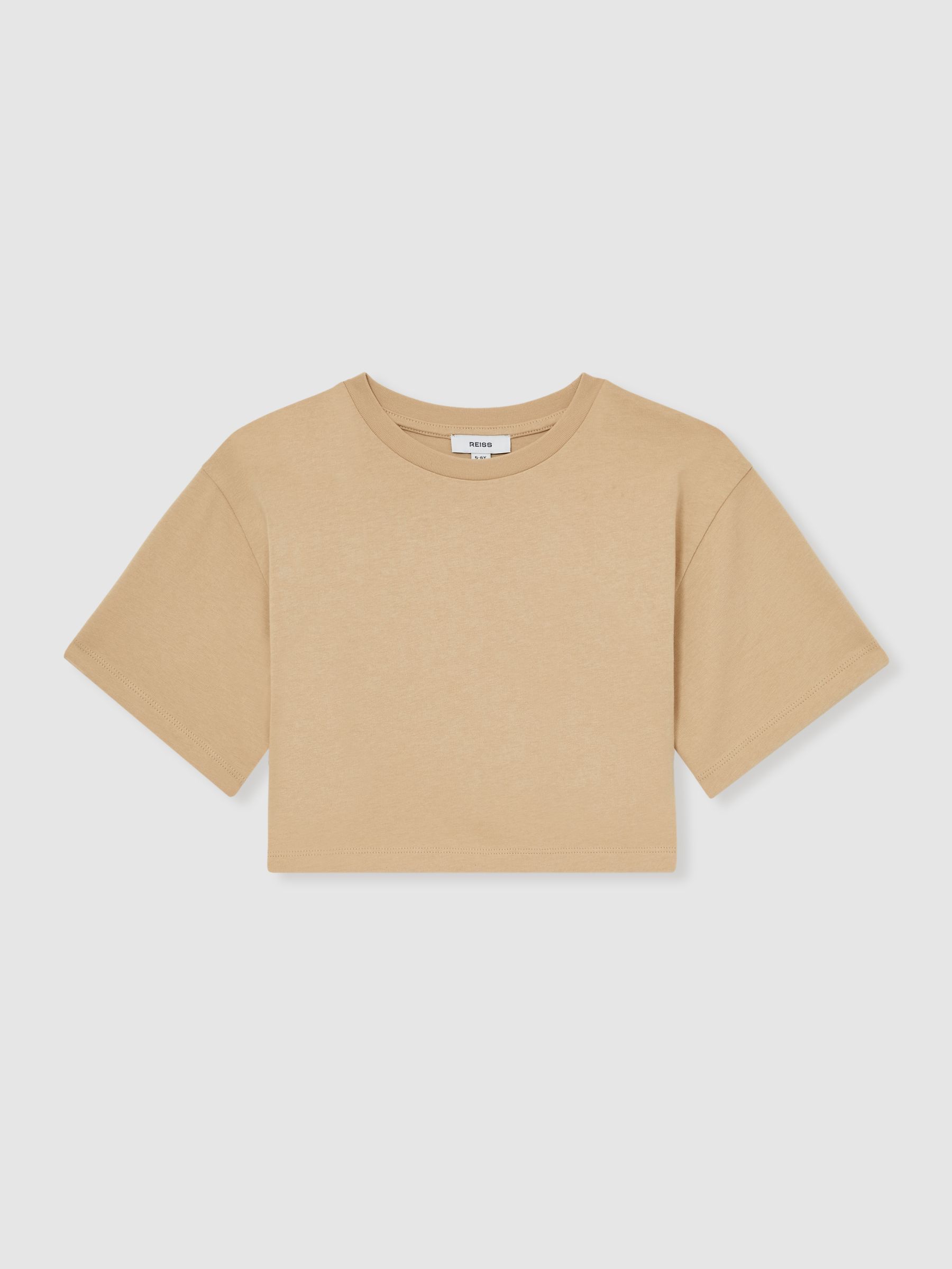 4-9 yrs Cotton Cropped Oversize T-Shirt in Sand
