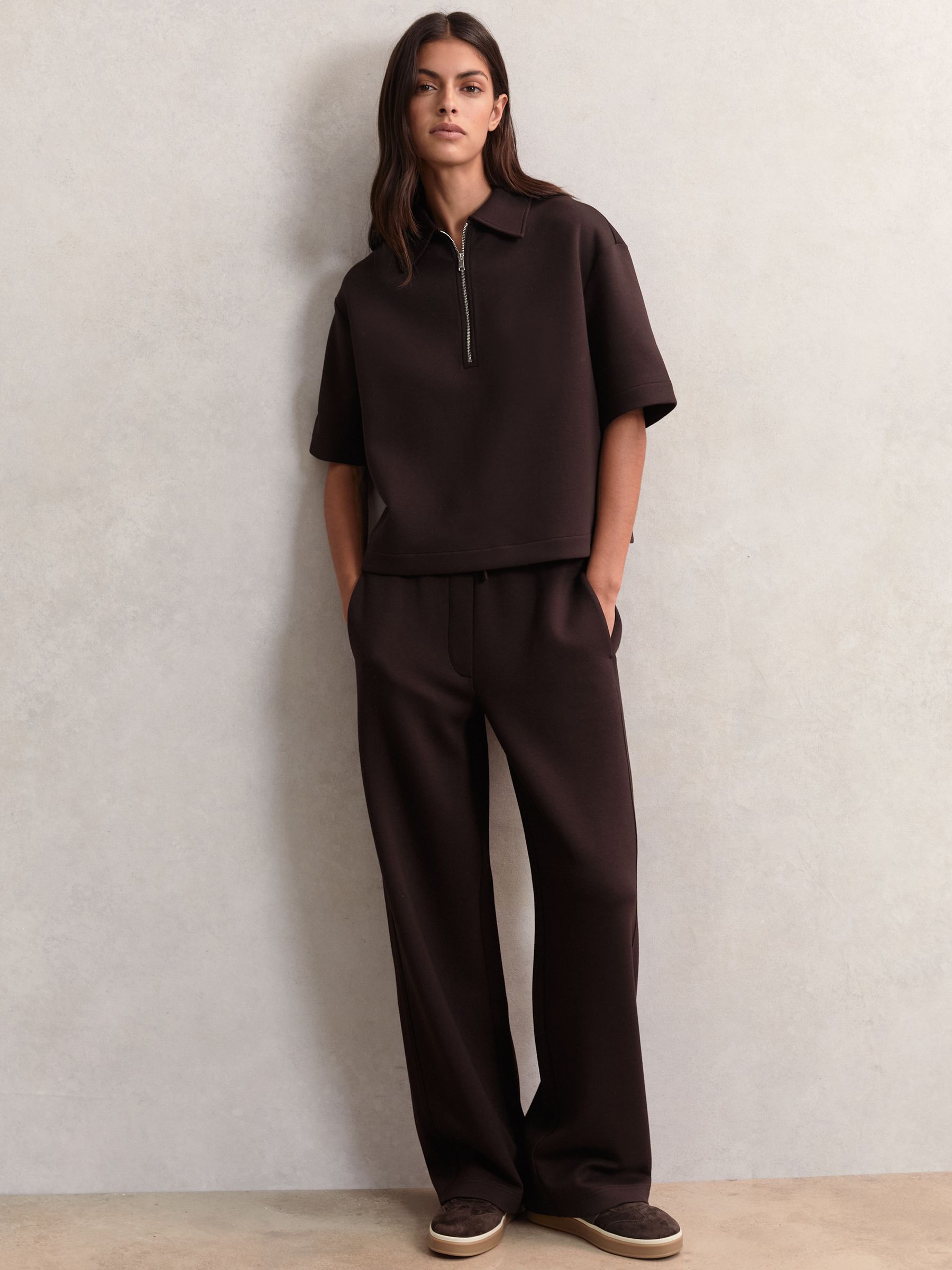 Short-Sleeve Half-Zip Sweatshirt in Plum Purple