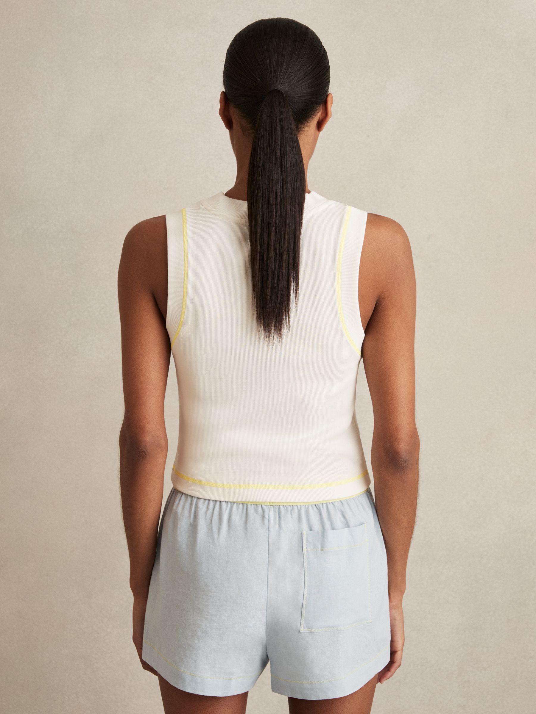 Stretch-Cotton Ribbed Vest in White