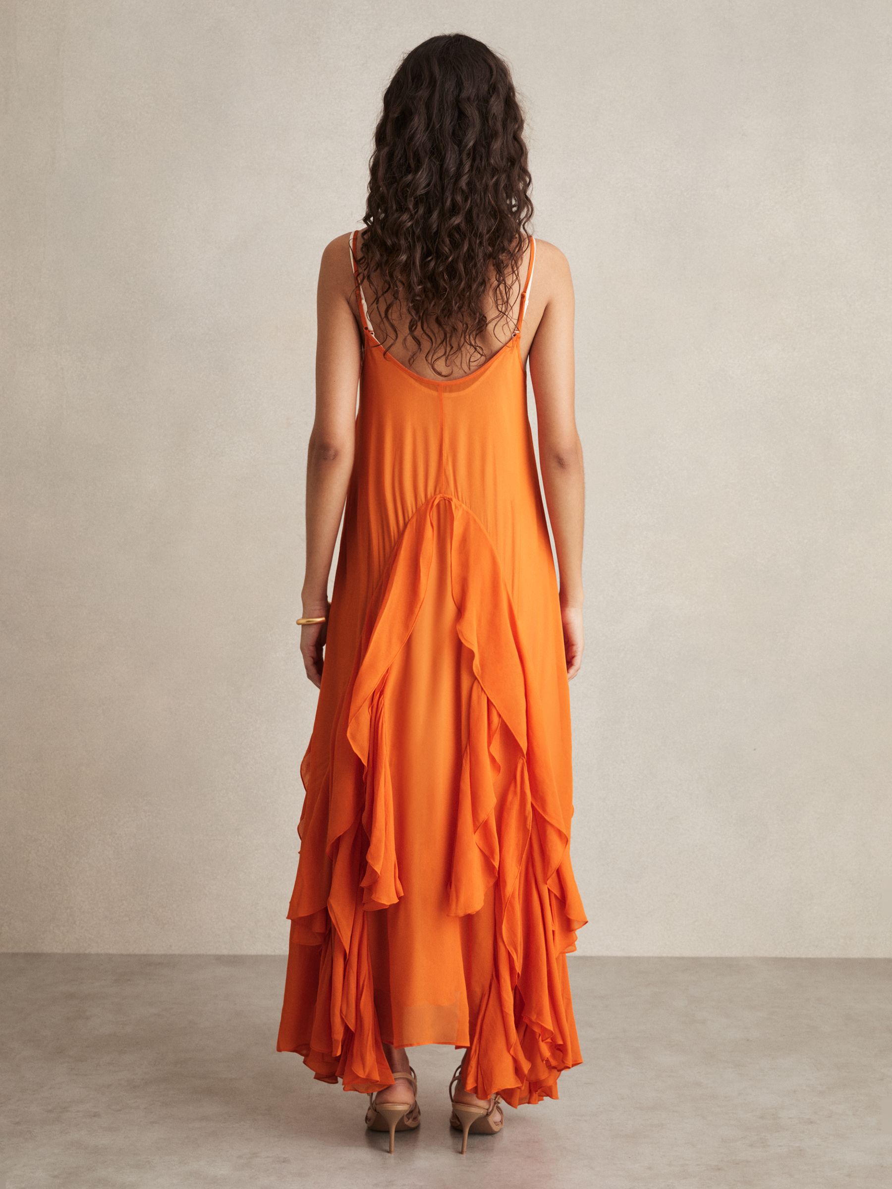 Ruffle Detail Maxi Dress in Orange