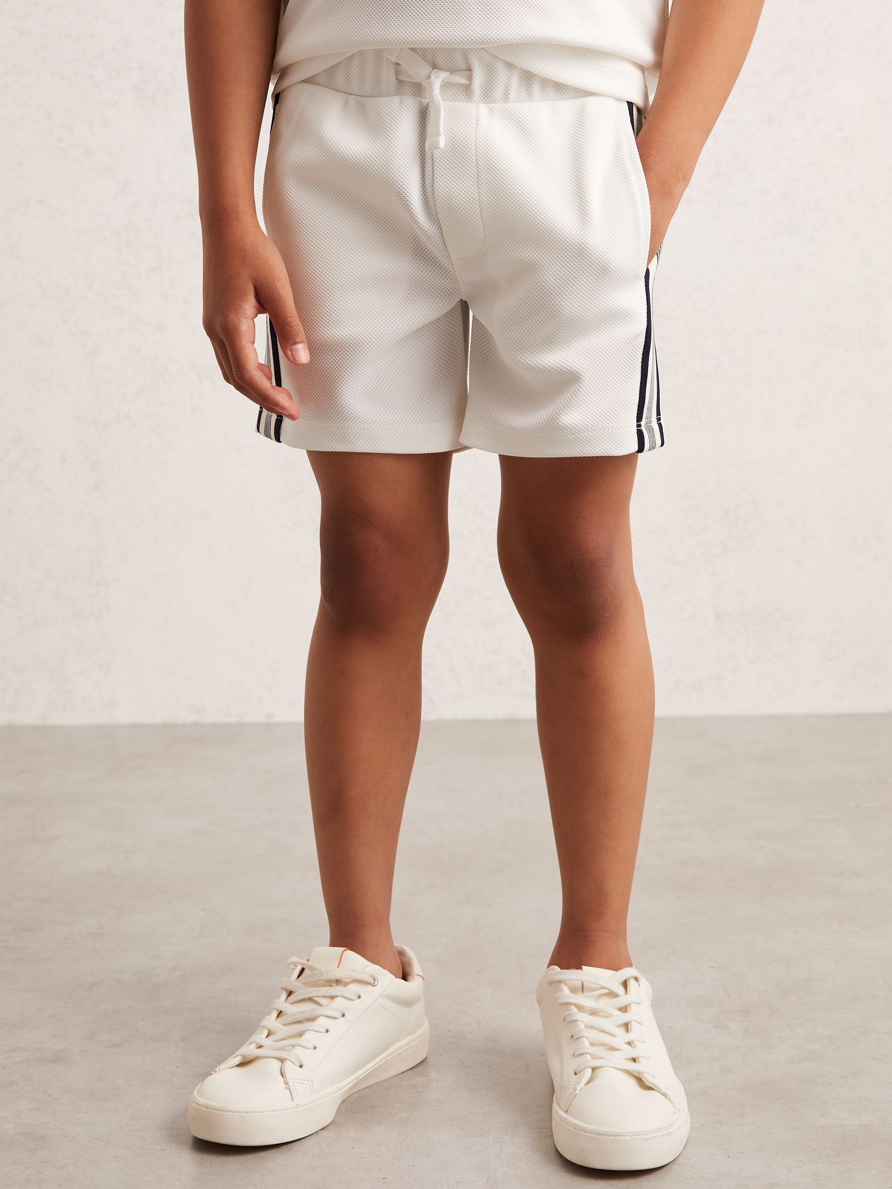 9-13 yrs Side Stripe Textured Shorts in White