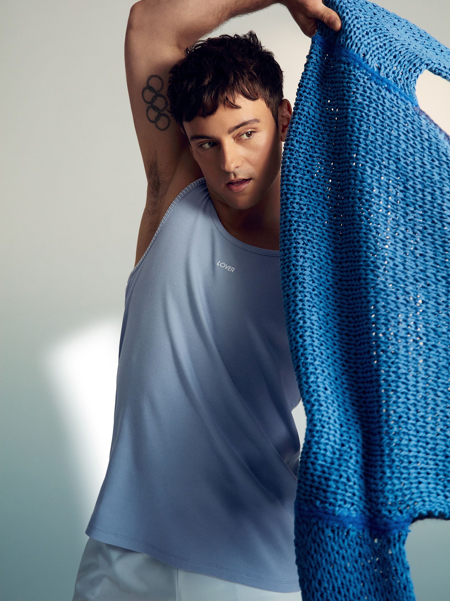 Reiss | Tom Daley Cotton Lover Vest with Stretch in Soft Blue