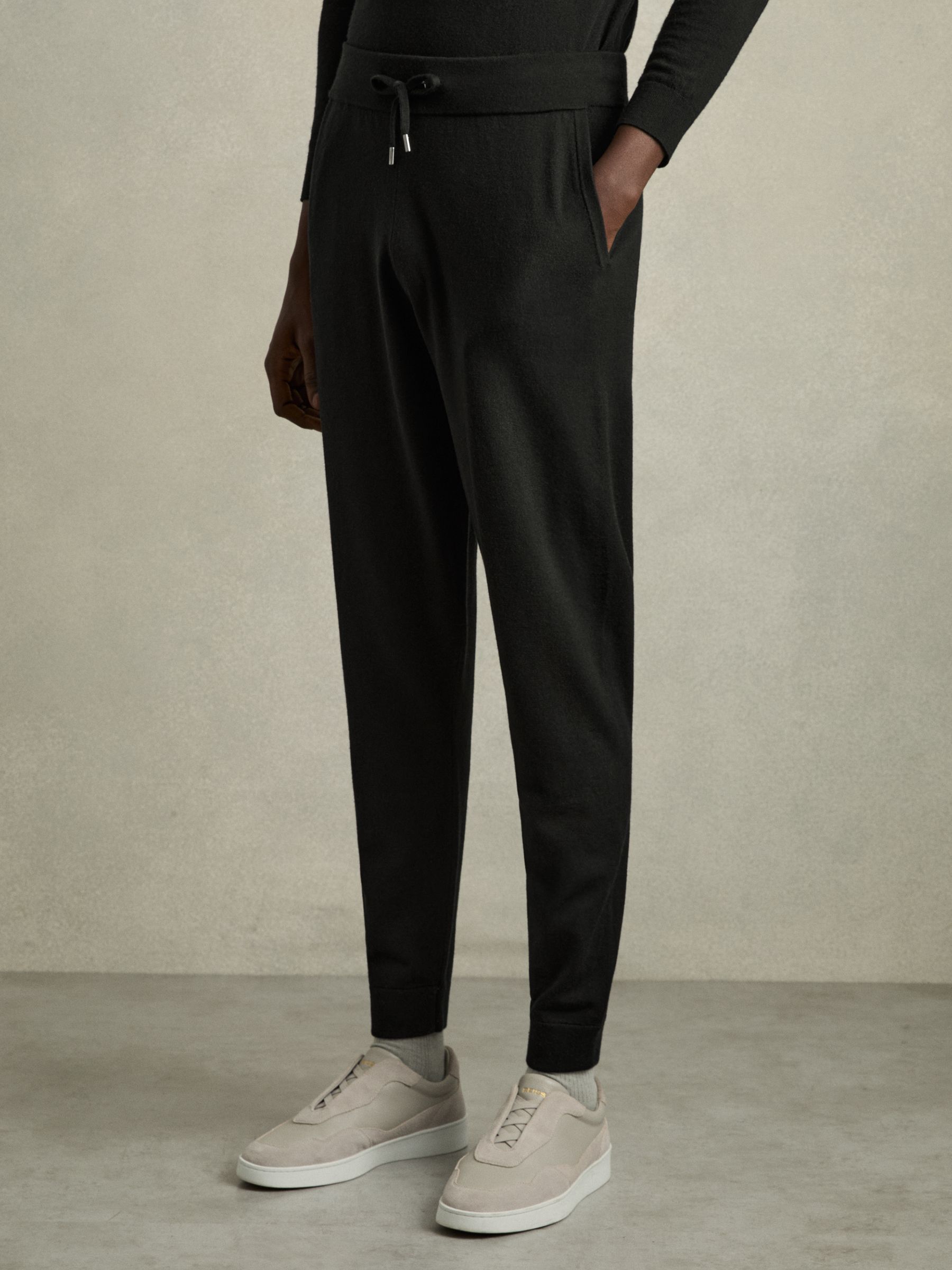 Merino-Blend Stretch Joggers in Black