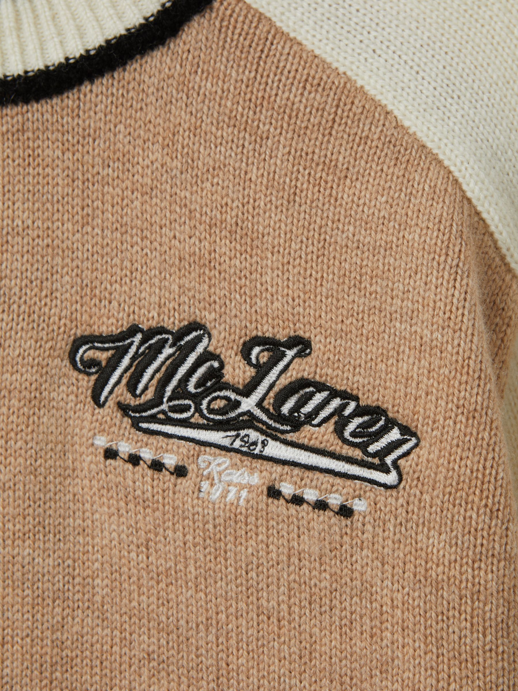 9-13 yrs McLaren F1 Wool Cashmere Cropped Jumper in Camel/Ecru