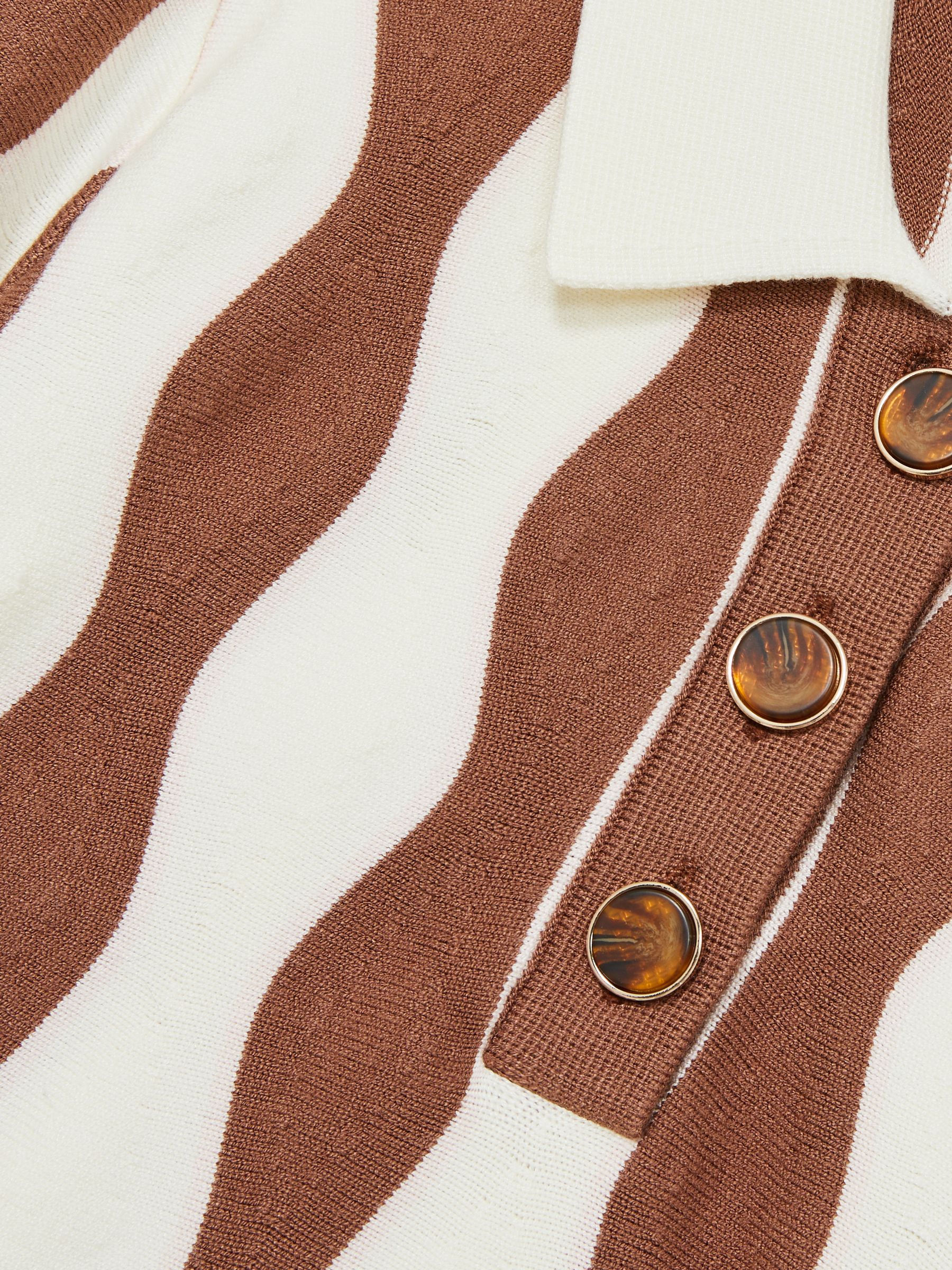 9-13 yrs Zig-Zag Knit Collared Dress in Ecru