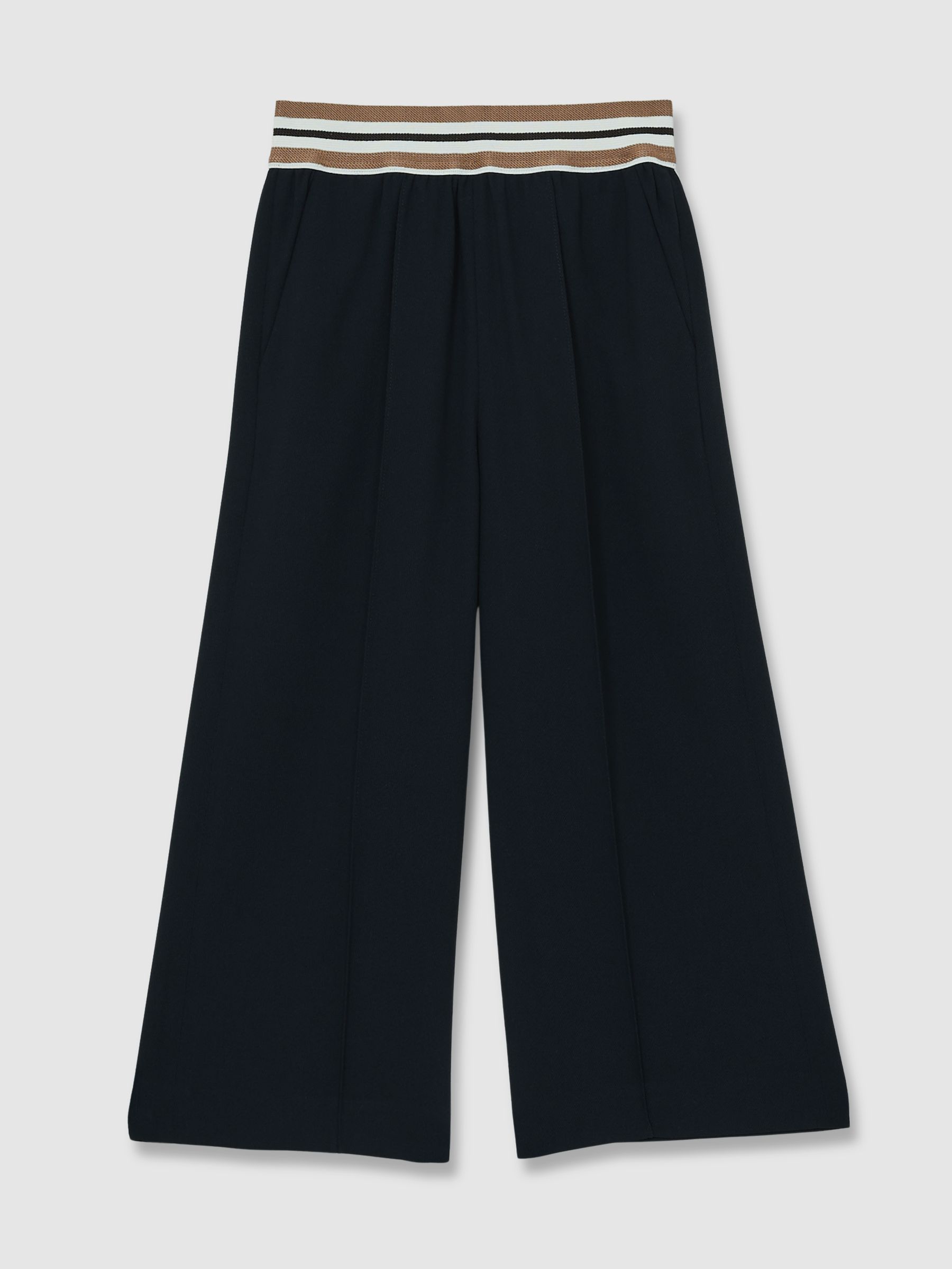 9-13 yrs Stripe-Waistband Wide-Leg Trousers in Navy