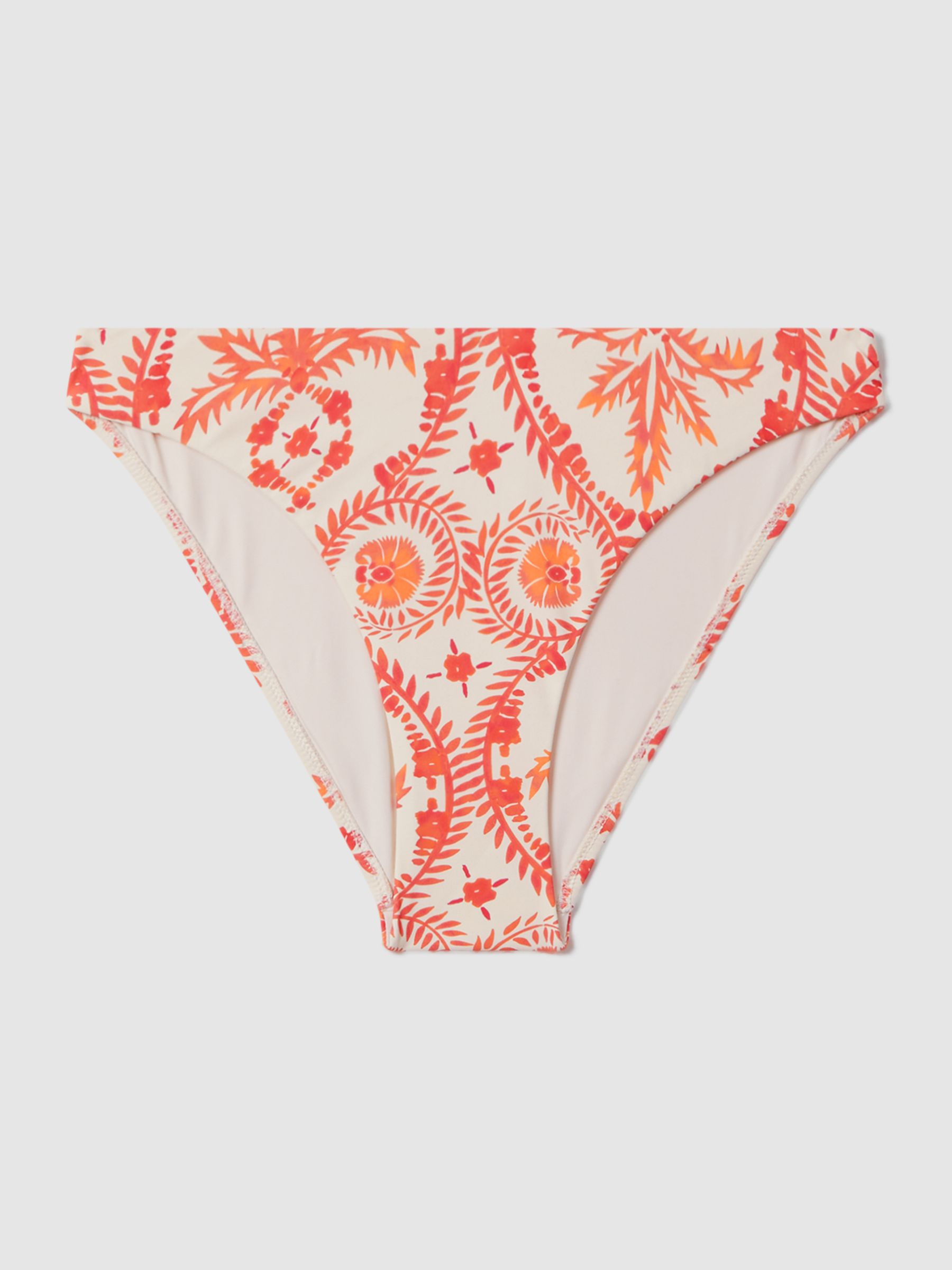 Printed Bikini Bottoms in Cream/Coral