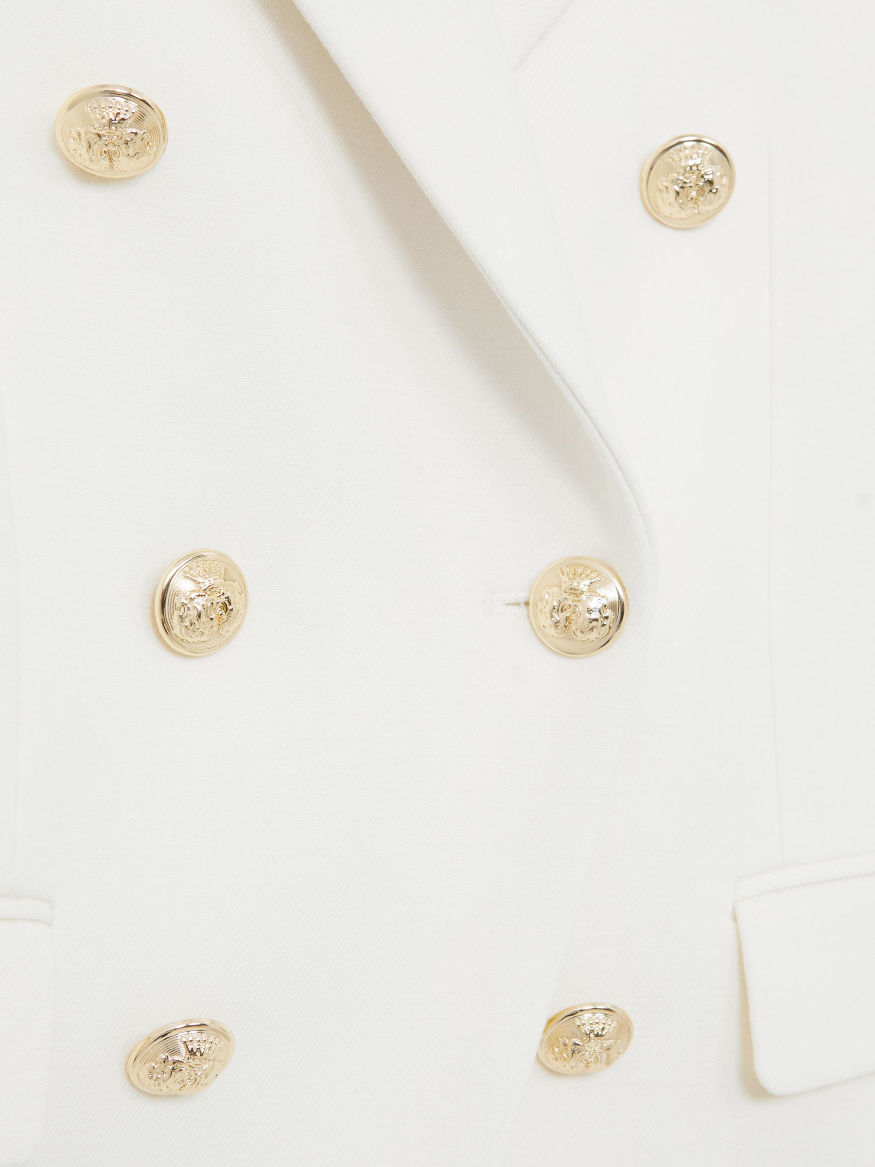 Petite Double-Breasted Twill Suit Blazer With Wool in White