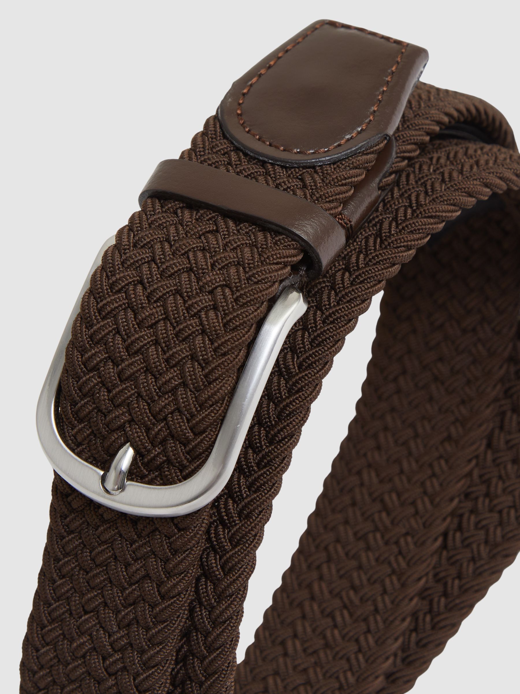 Basket Weave Belt in Dark Brown
