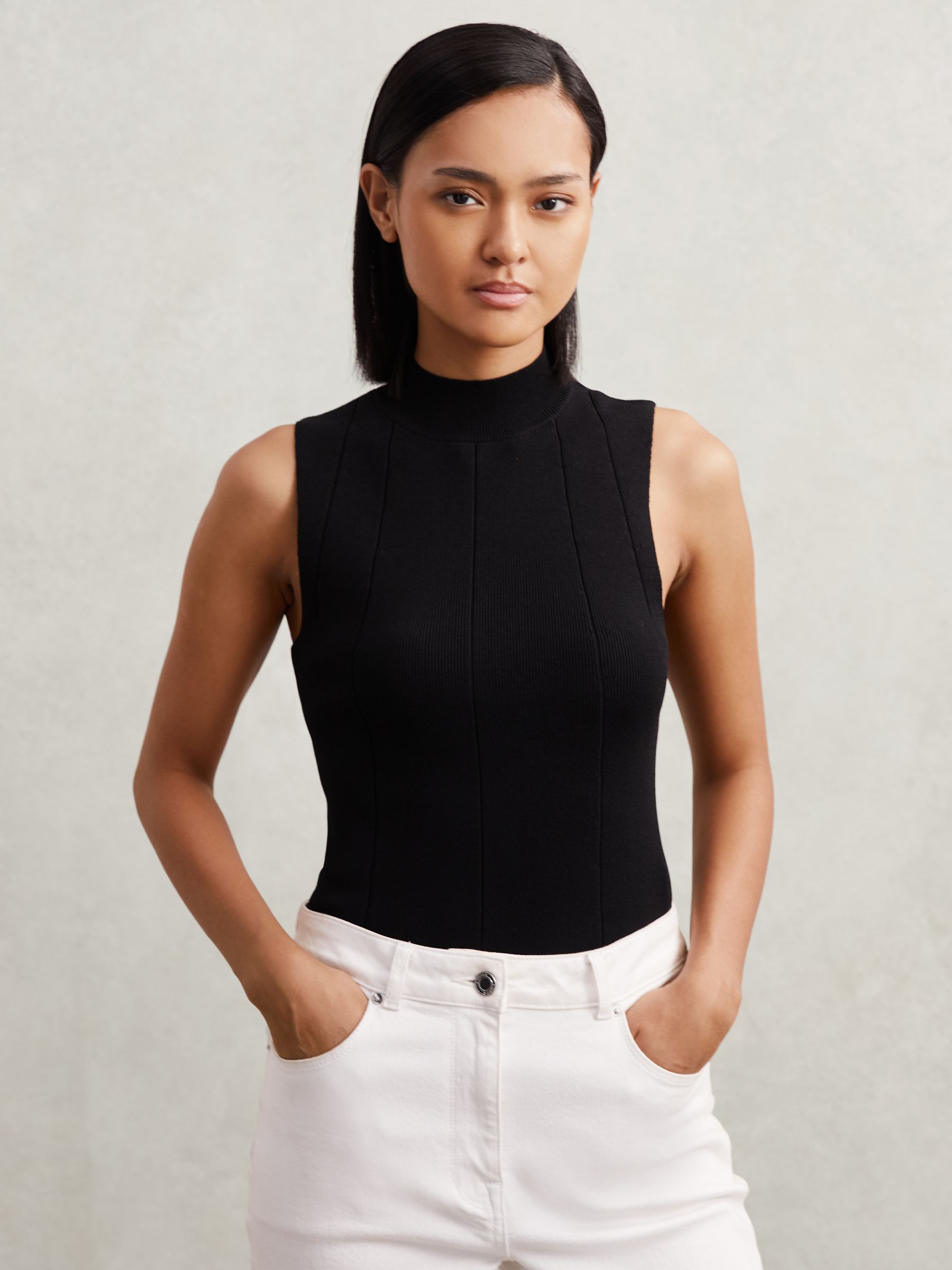 High Neck Sleeveless Top in Black
