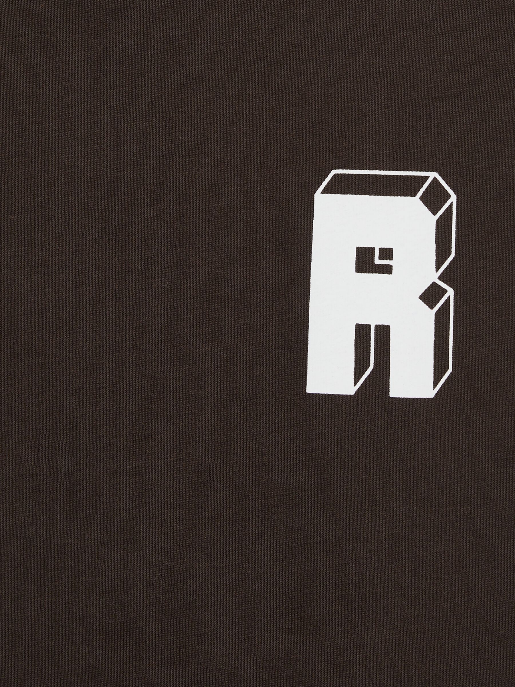 13-14 yrs Cotton Block-Logo Oversized T-Shirt in Chocolate Brown / Off White