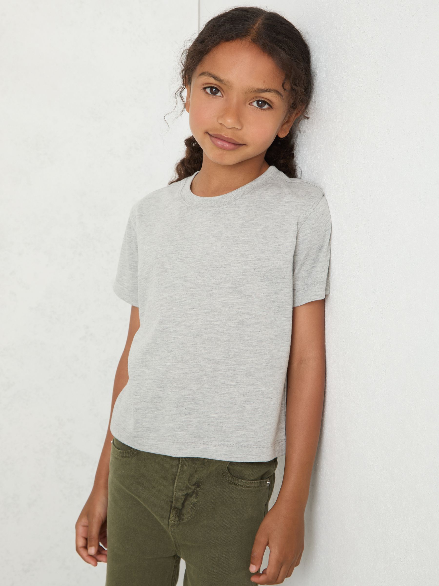 13-14 yrs Cotton-Blend Crew-Neck T-Shirt in Grey Marl