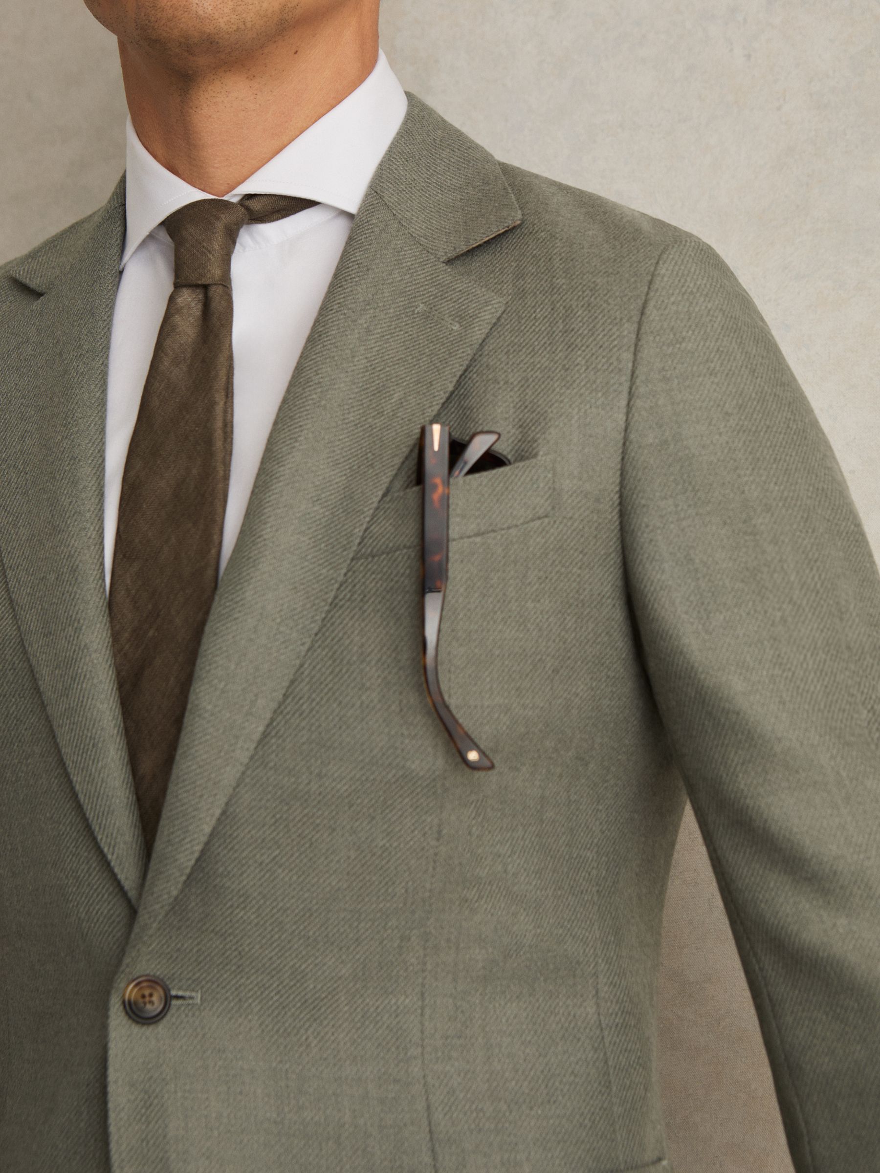 Wool-Blend Single-Breasted Blazer Slim-Fit in Sage Green