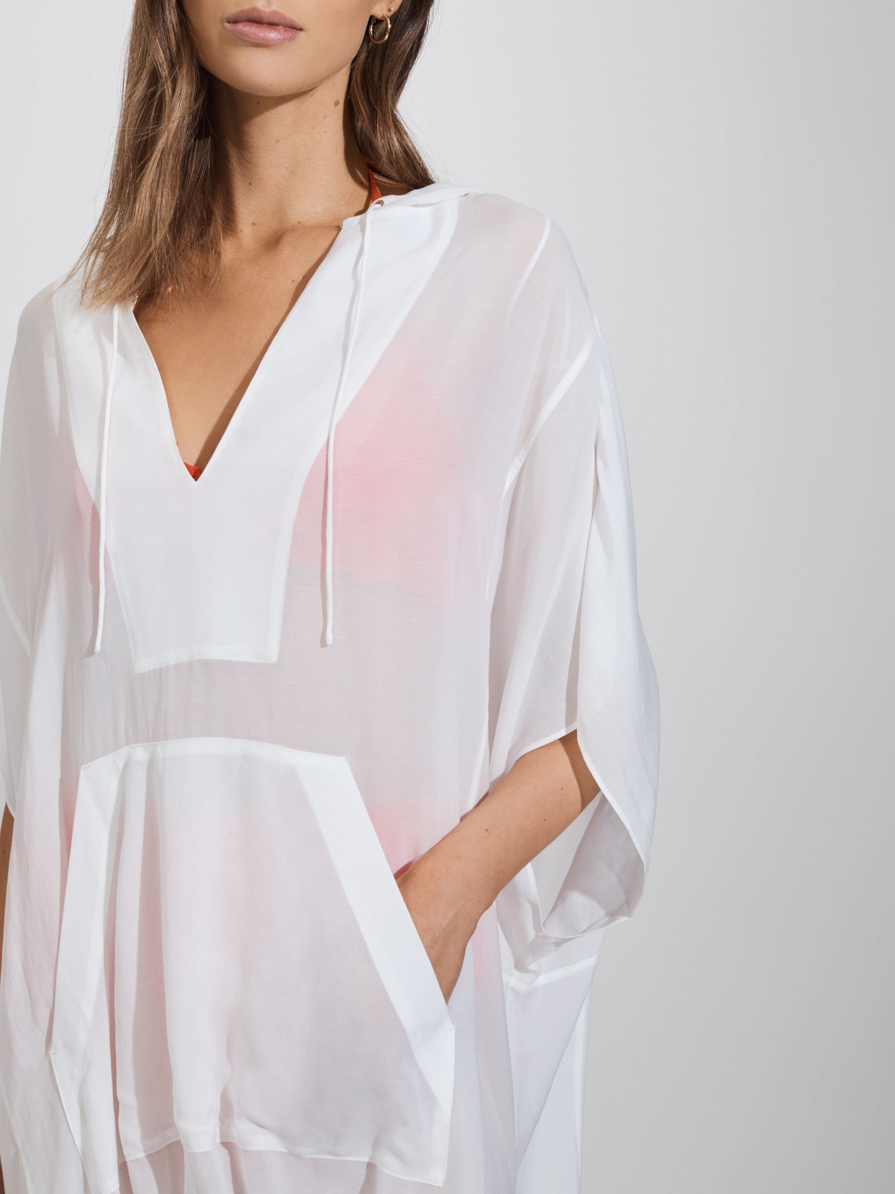 Drawstring Hem Kaftan in White