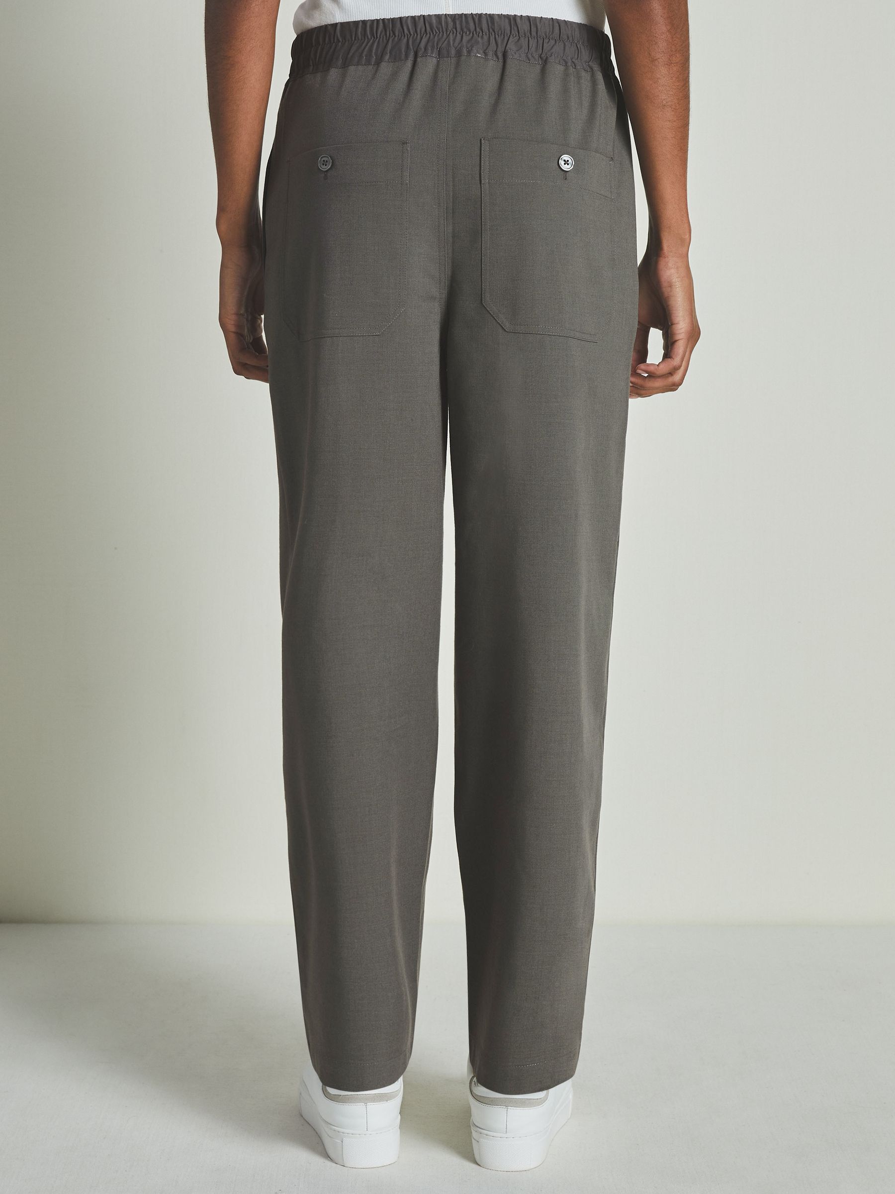 Reiss | Les 100 Ciels Twill Trousers with Lyocell and Wool in Charcoal