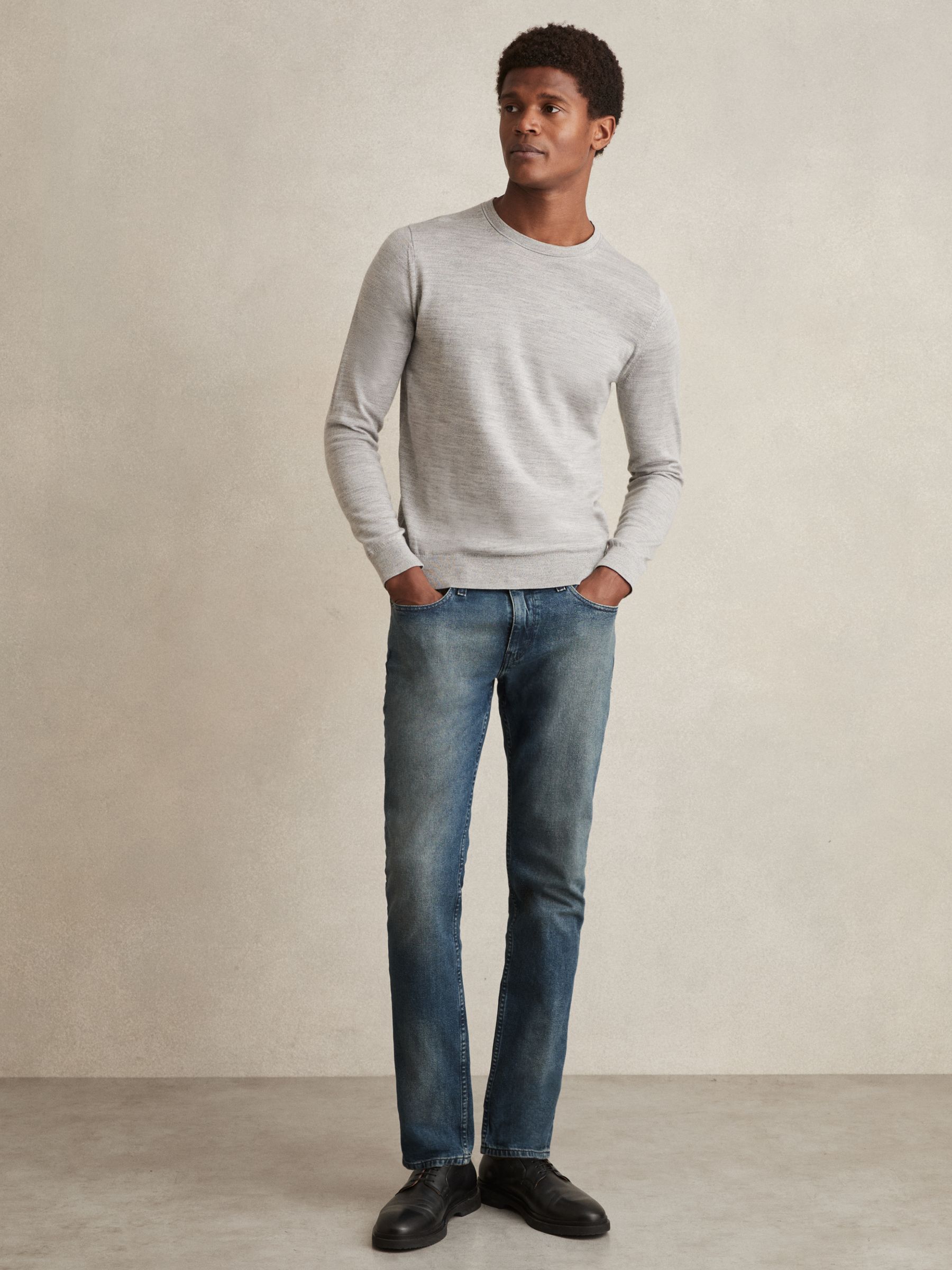 Paige Slim-Leg Jeans in Mid Blue Wash