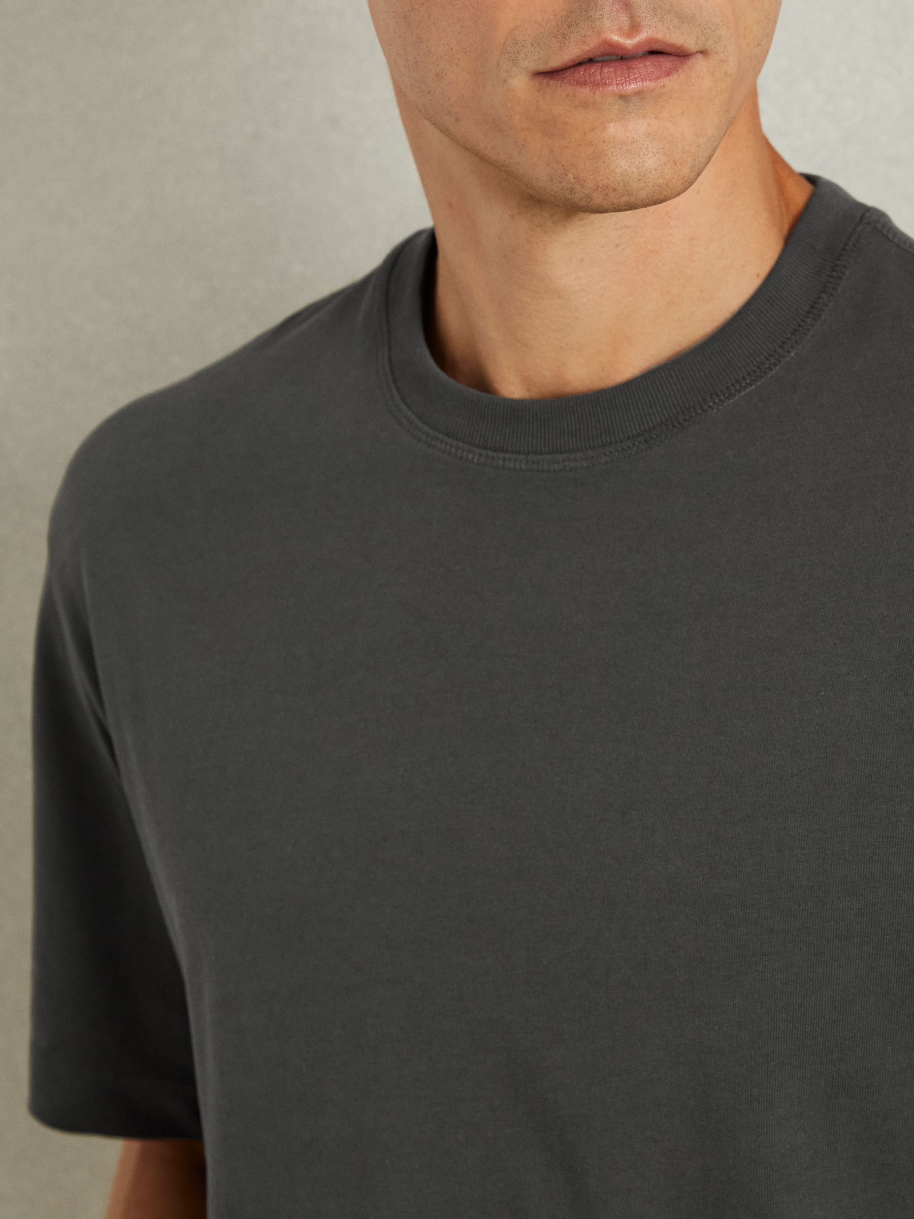 Cotton Garment-Dyed Oversized T-Shirt in Washed Black