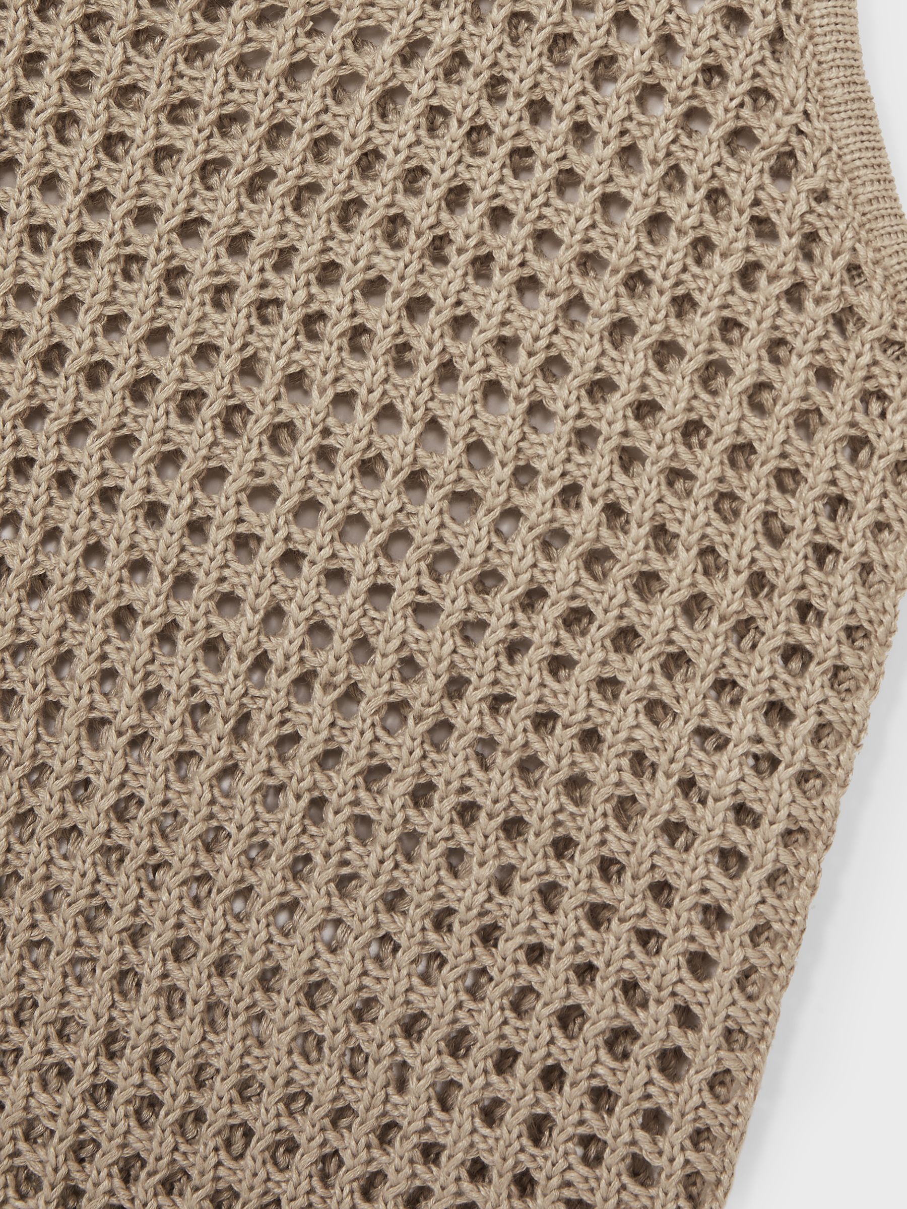 Linen Open Knit Vest in Stone