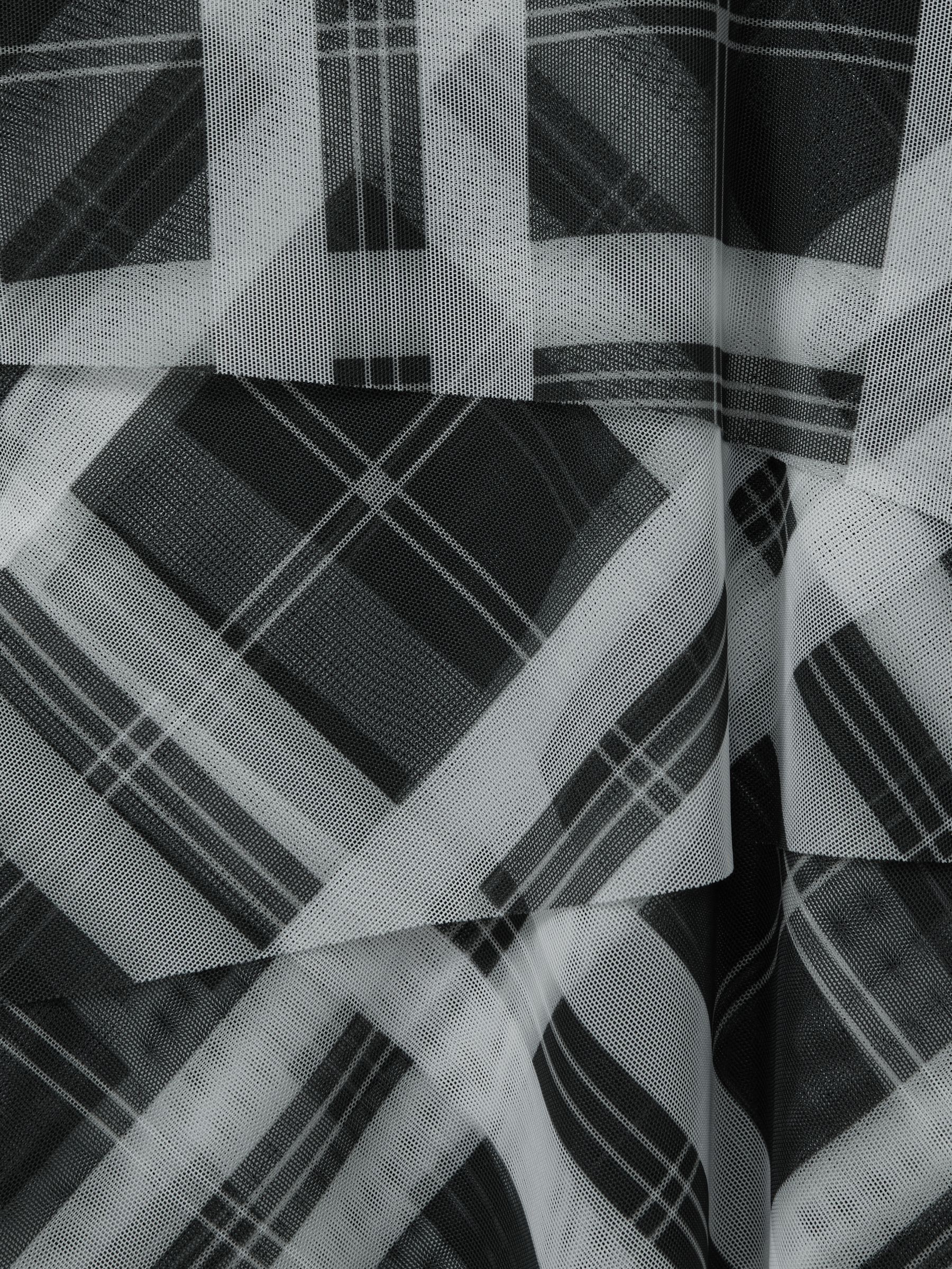 9-13 yrs Checked Tiered Midi Dress in Black/Ecru