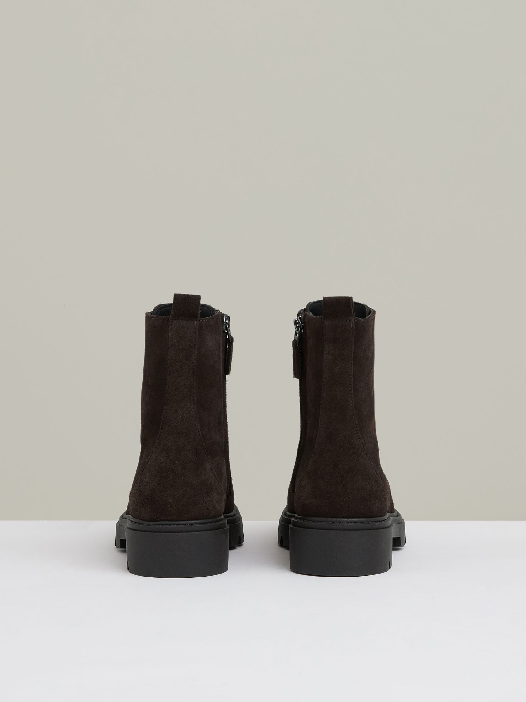 Leather Lace-Up Boots in Chocolate