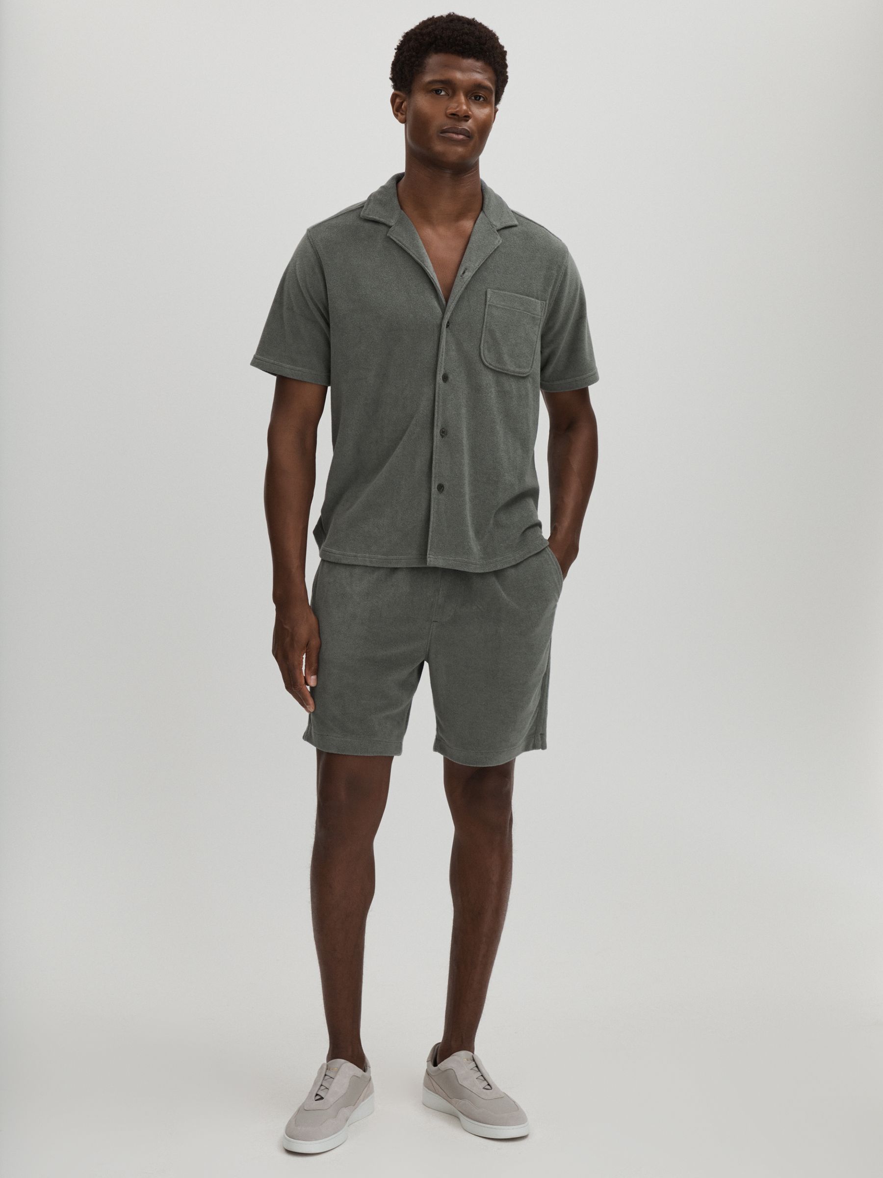 Paige Terry Cuban Collar Shirt in Grey