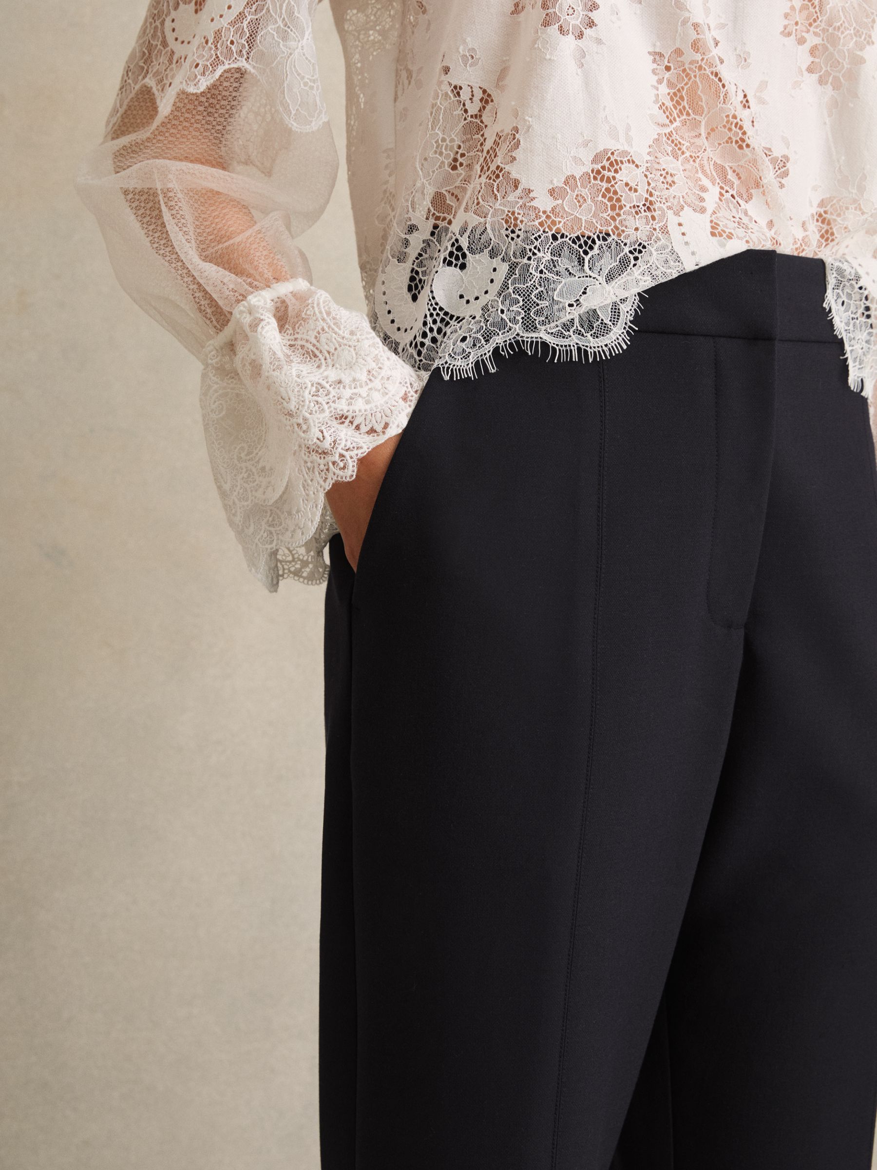 Flared Tailored Trousers in Navy