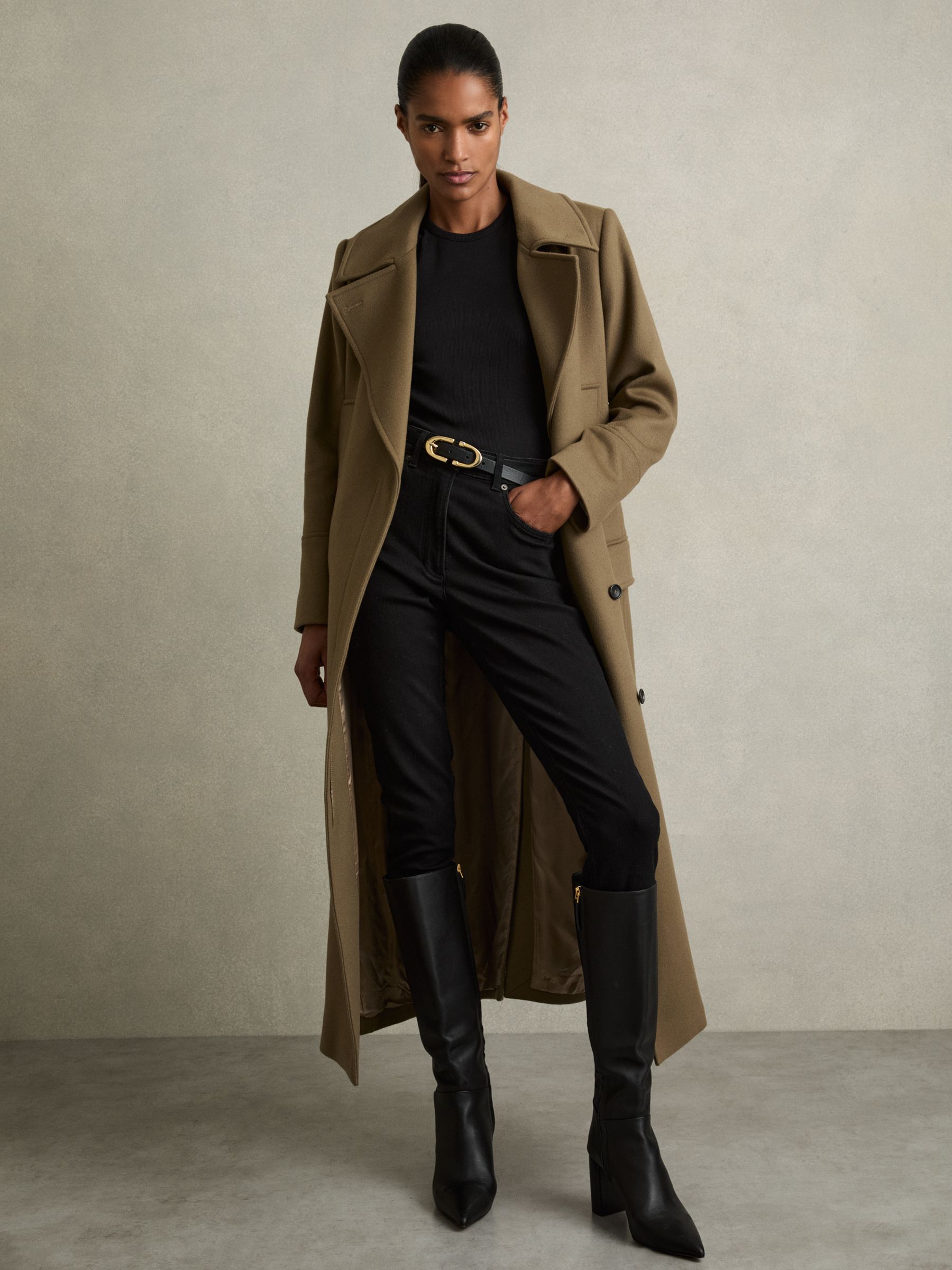 Block-Heel Knee-High Boots in Black