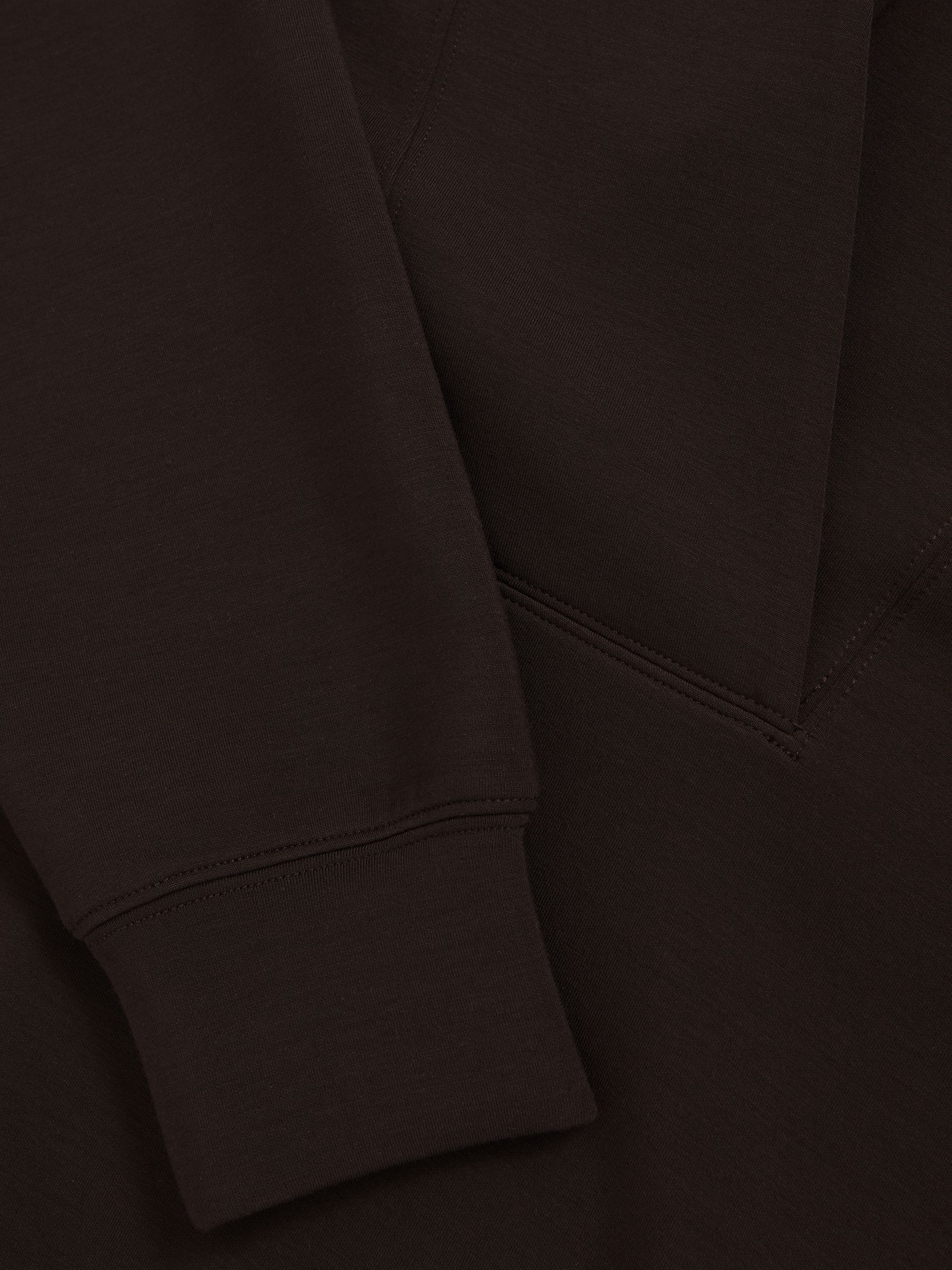 Interlock Shawl-Neck Sweatshirt with Modal in Dark Chocolate
