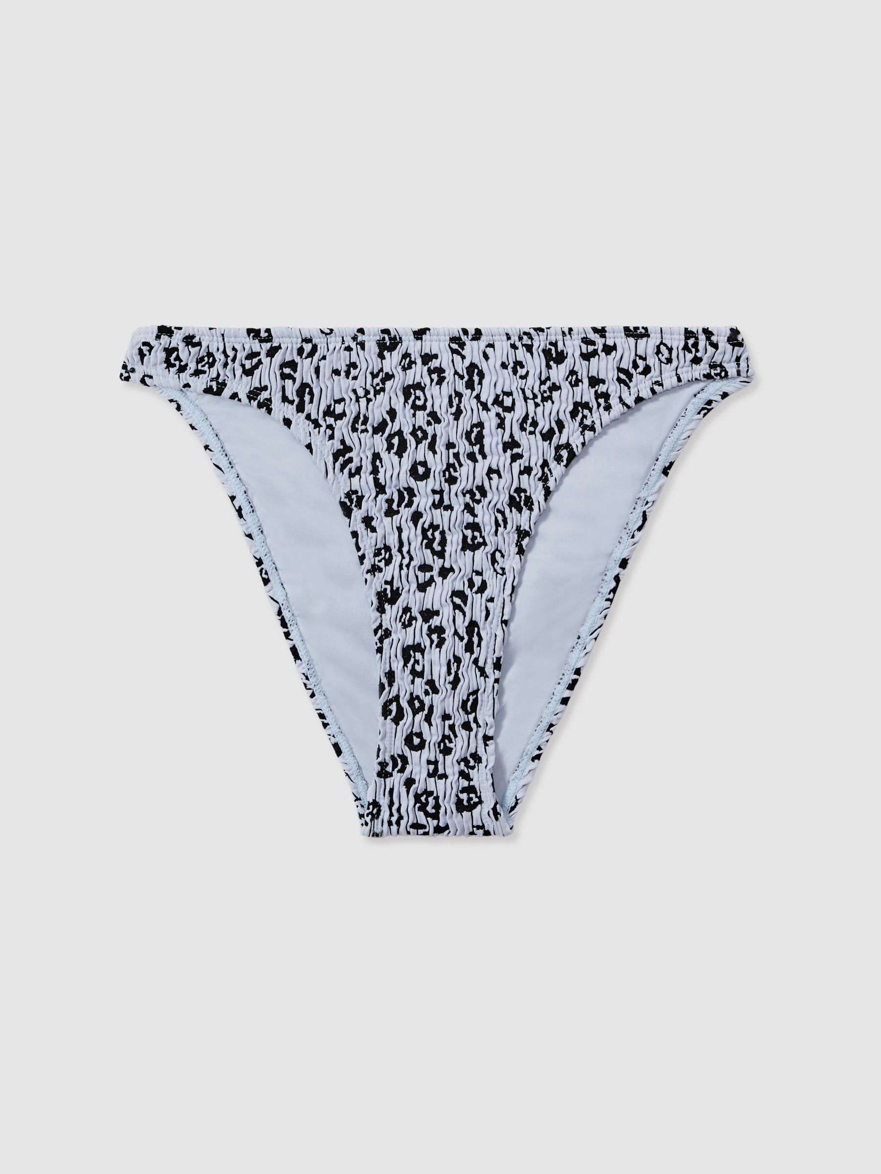 Good American Textured Leopard Print Bikini Bottoms in Blue Print