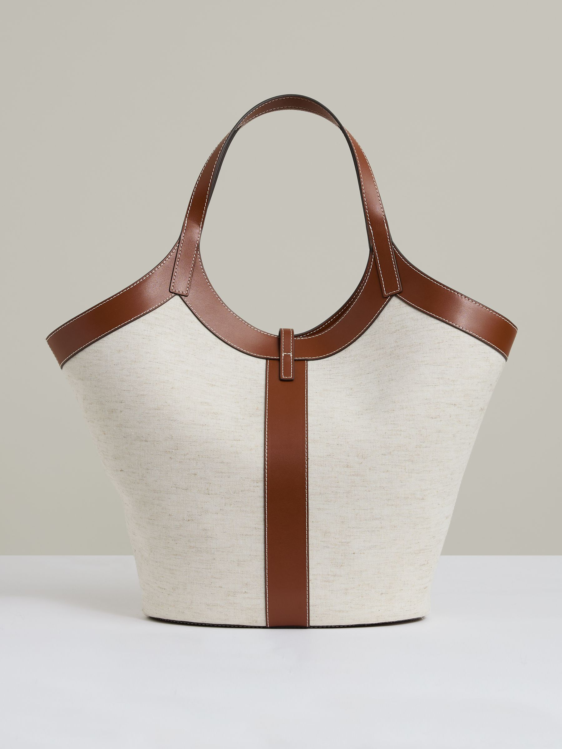Canvas And Leather Tote Bag in Natural
