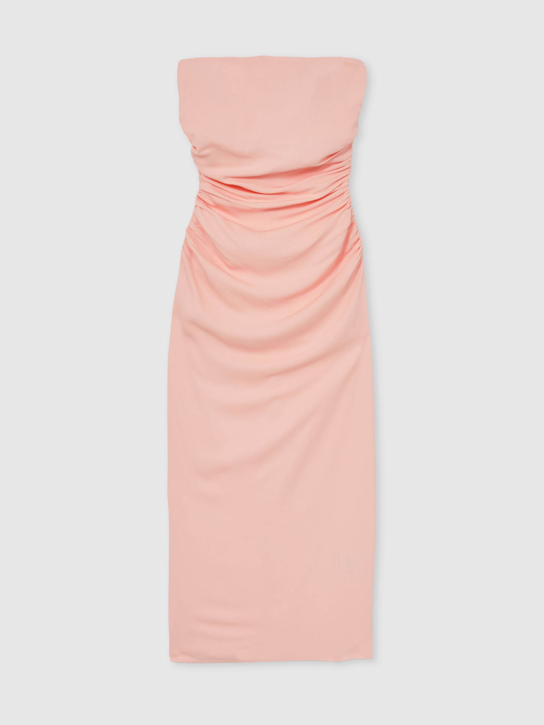 Ruched Strapless Bodycon Dress in Pink