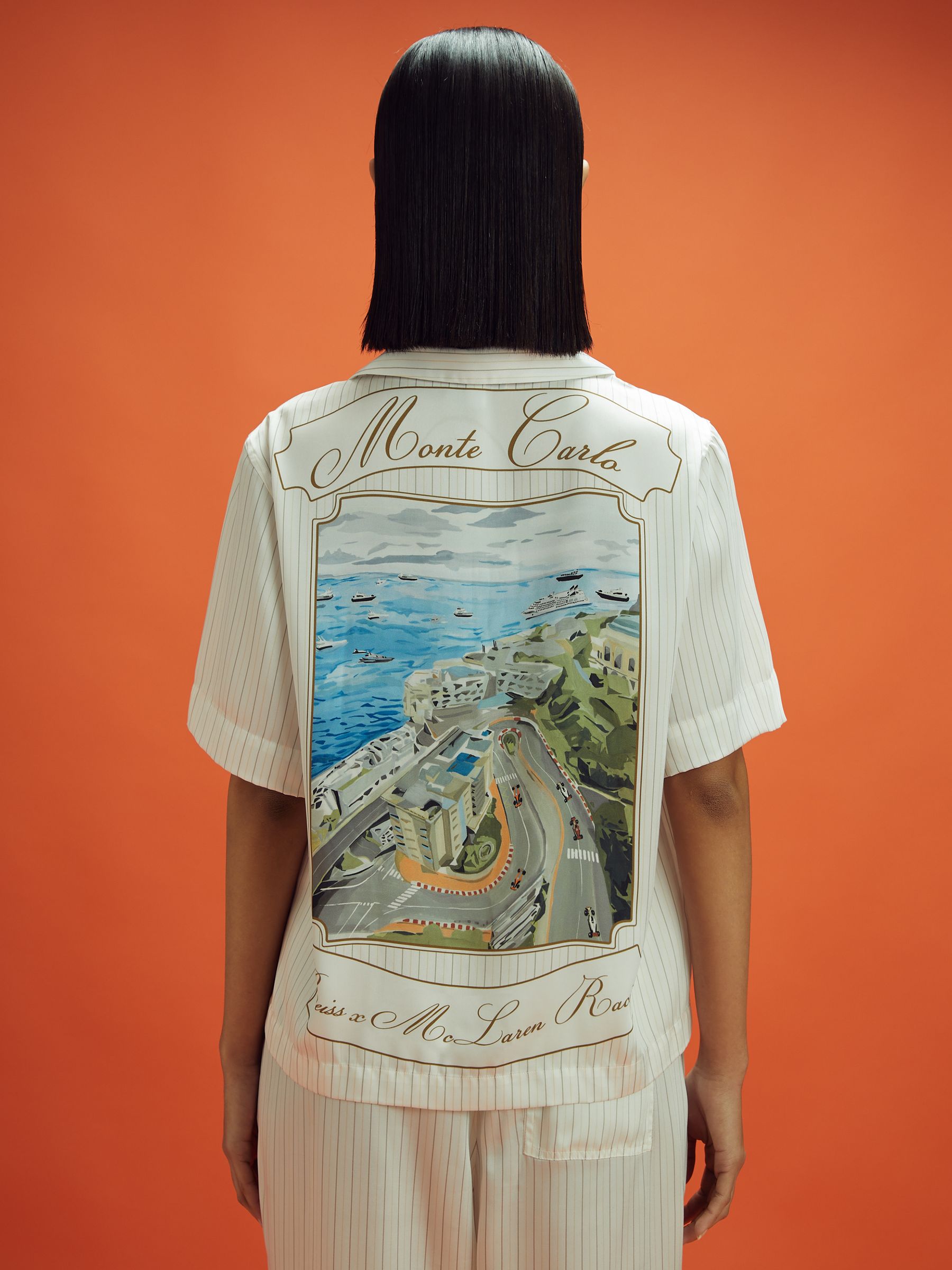 McLaren F1 Monte Carlo Exclusive Cuban Collar Shirt in White Multi