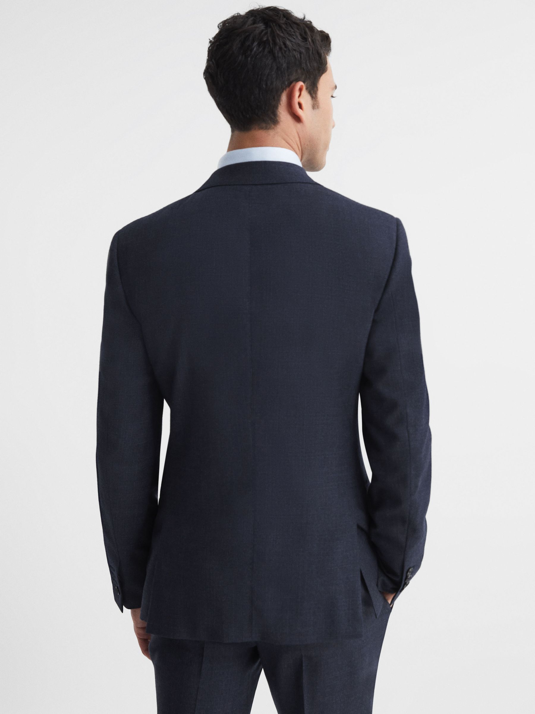Textured Slim Fit Blazer in Navy