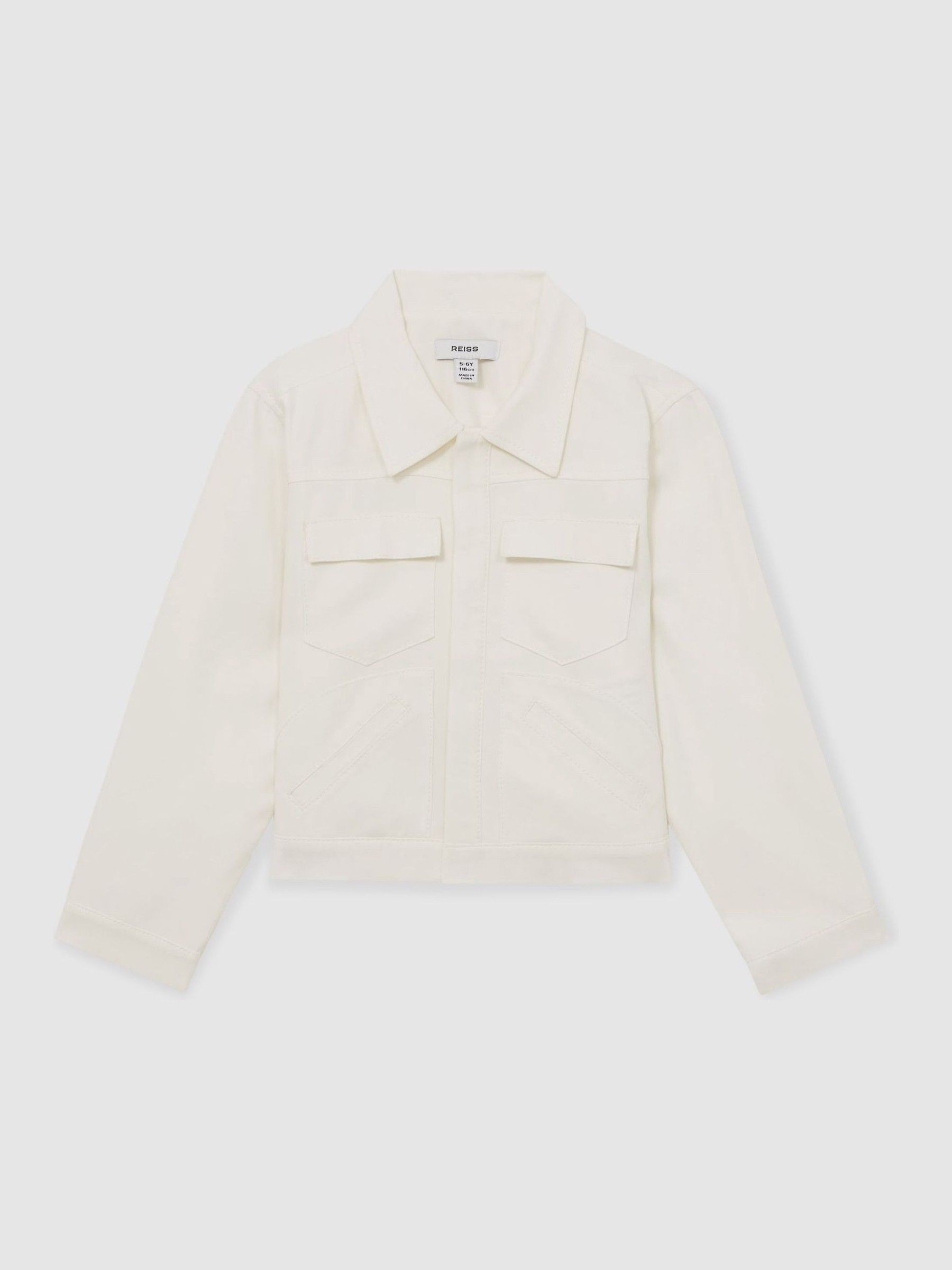 13-14 yrs Button-Through Cropped Shirt Jacket in Ivory