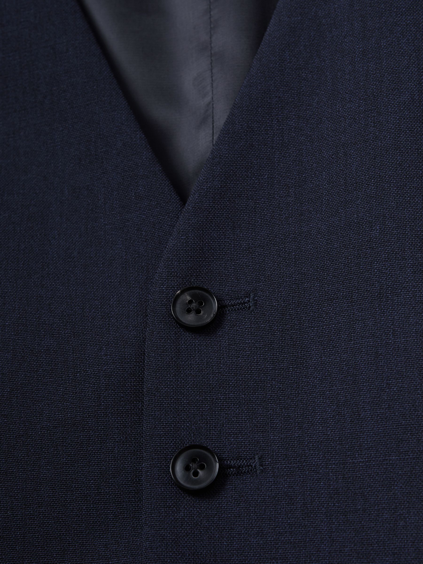 Classic Slim Fit Wool Horseshoe Waistcoat in Navy