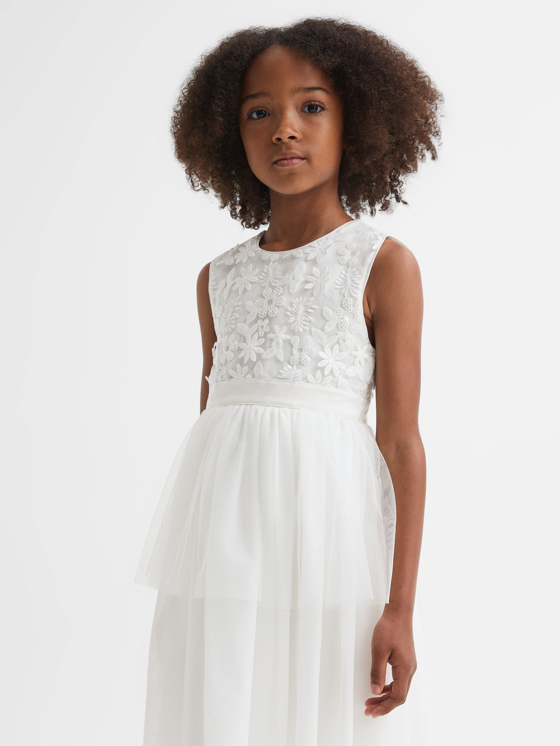 13-14 yrs Embellished Tulle Dress in Ivory
