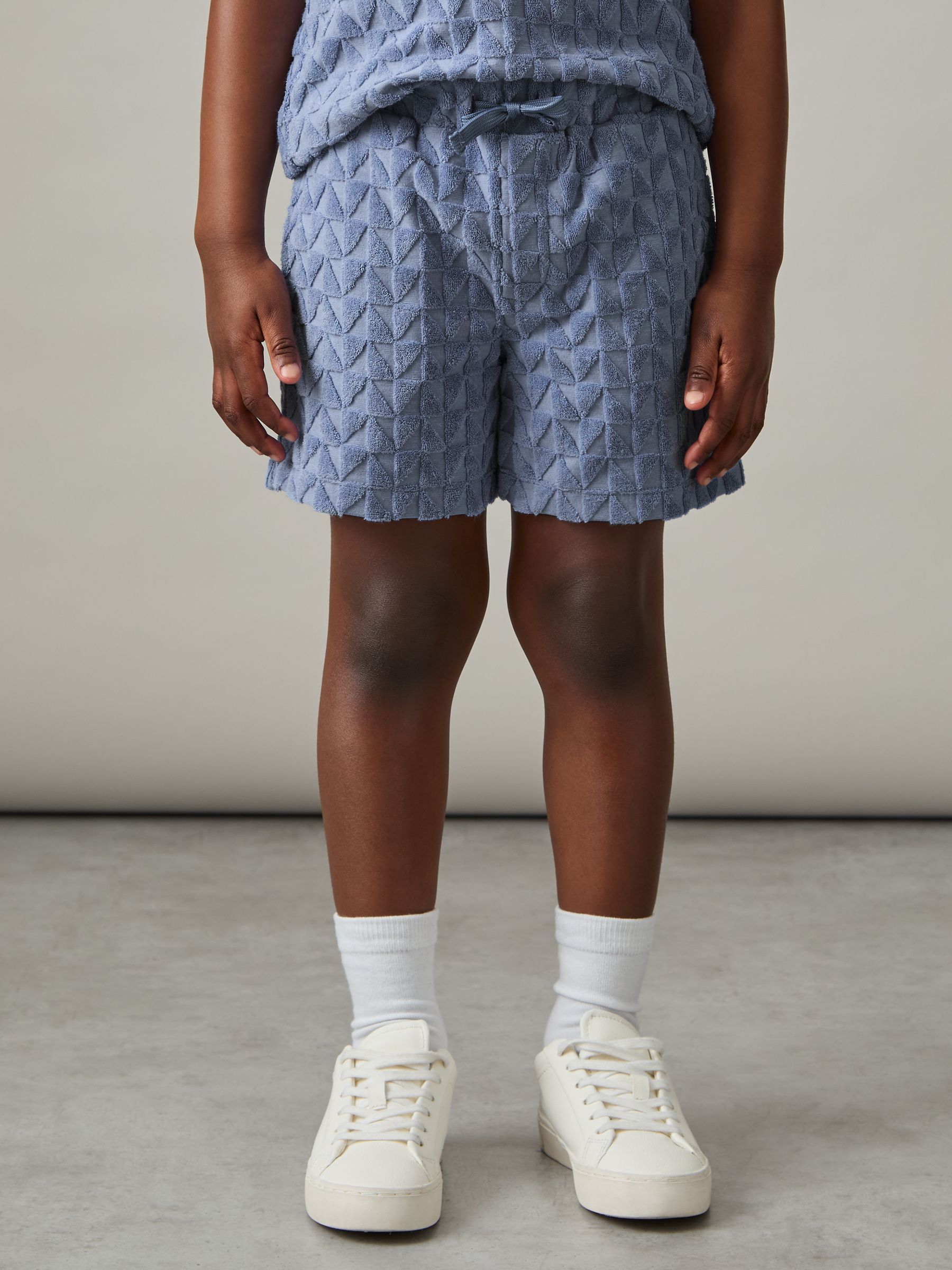9-13 yrs Textured Towelling Shorts in Airforce Blue