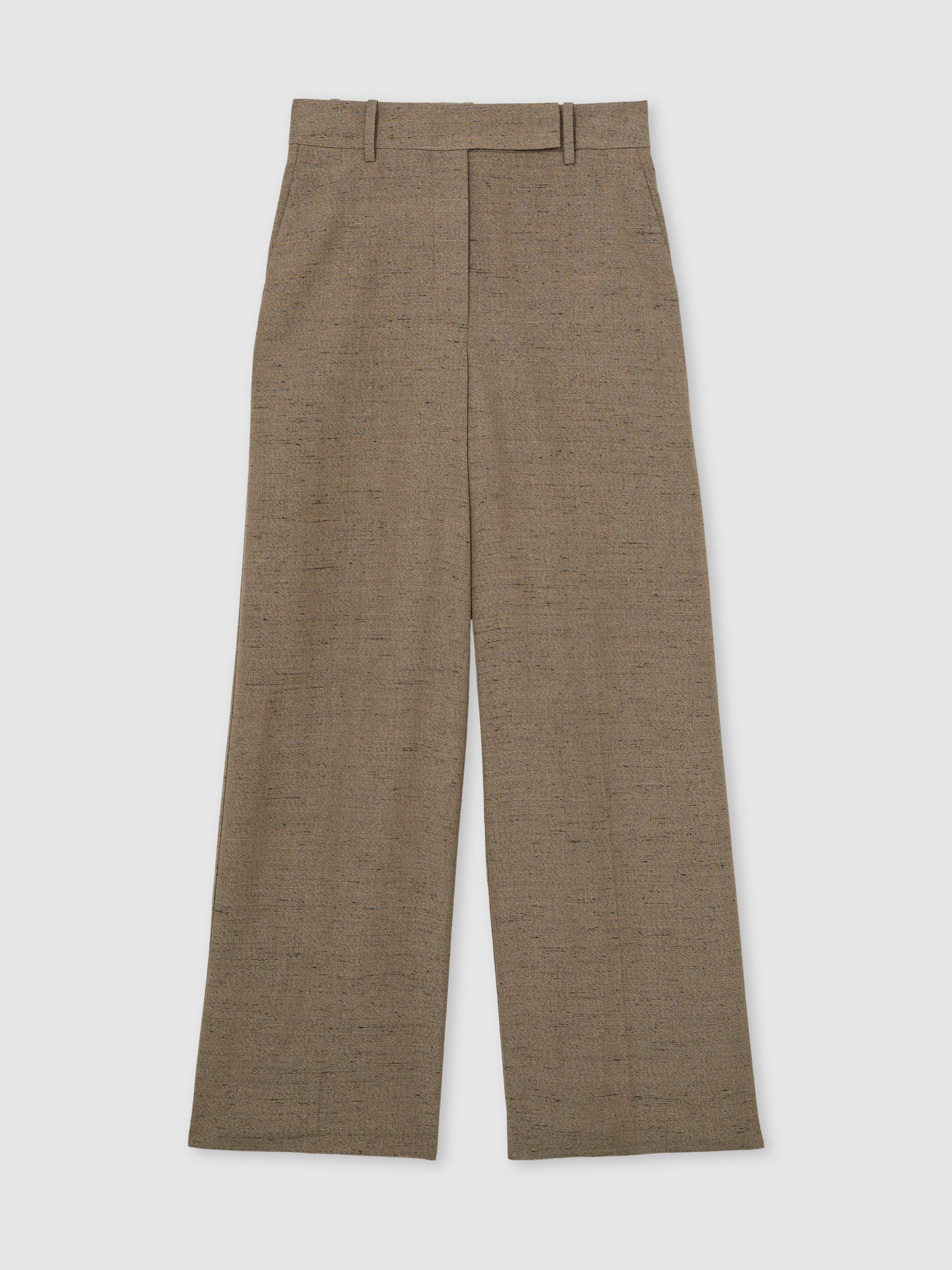Atelier Wide-Leg Suit Trousers With Linen in Grey