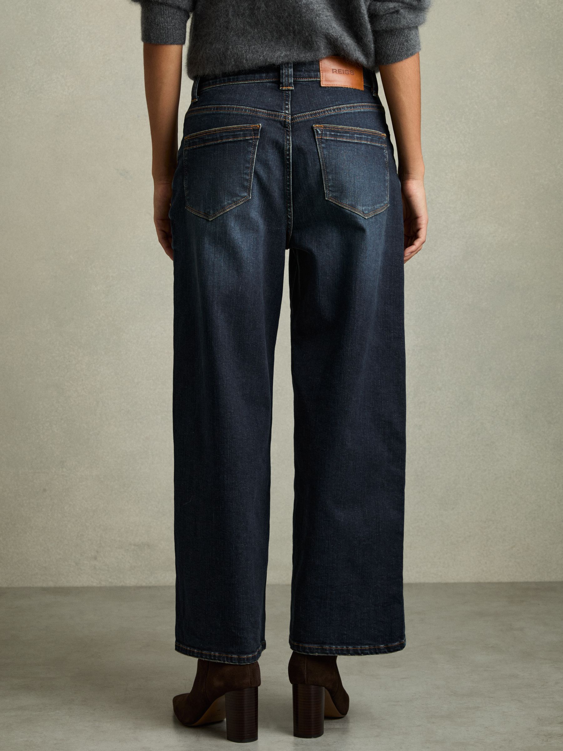 Denim Culotte Jeans in Dark Blue