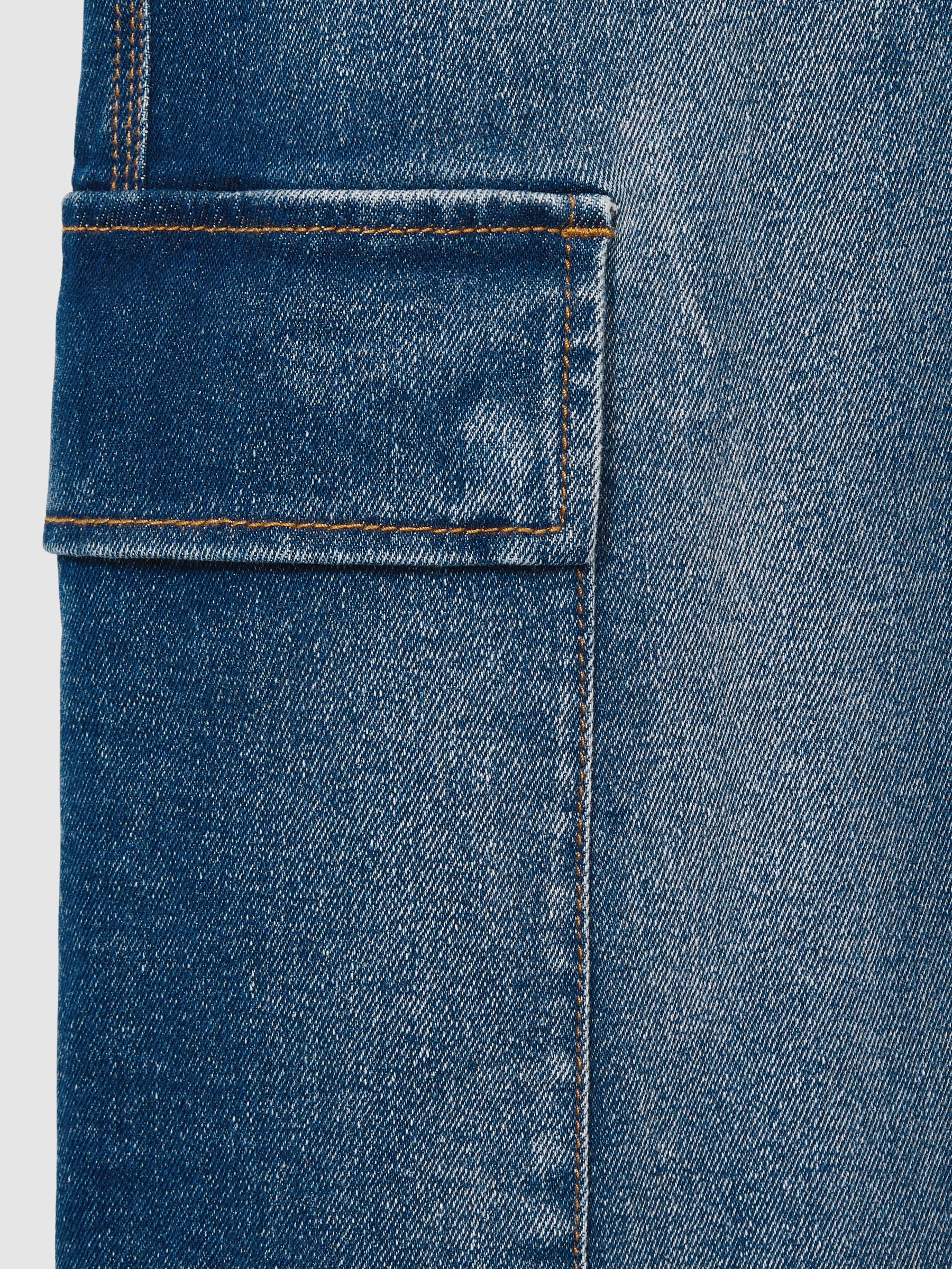 9-13 yrs Wide-Leg Cargo-Pocket Jeans in Blue