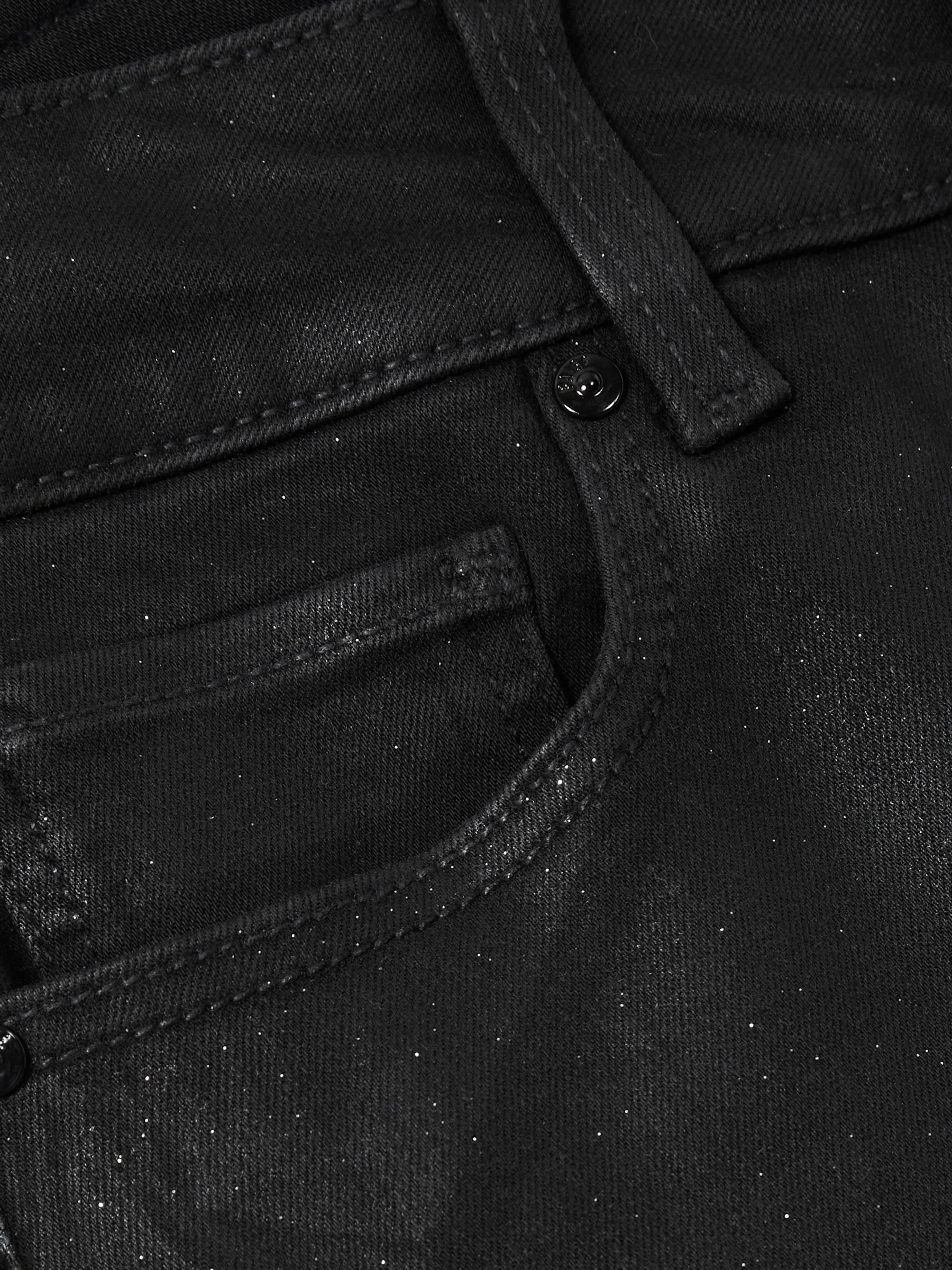 Paige Glitter Dégradé Straight Leg Jeans in Black/Silver