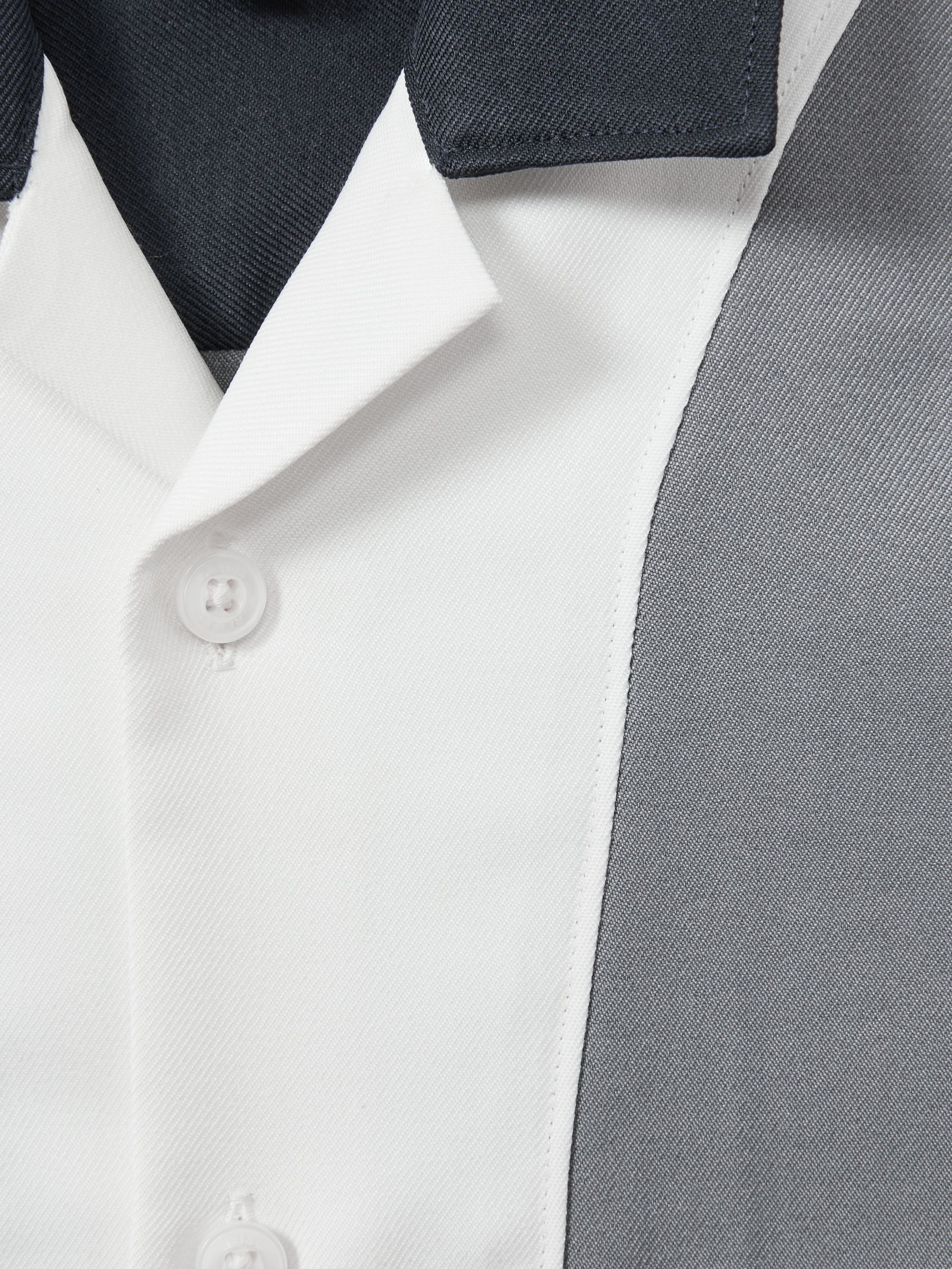 Colourblock Cuban Collar Shirt in Blue