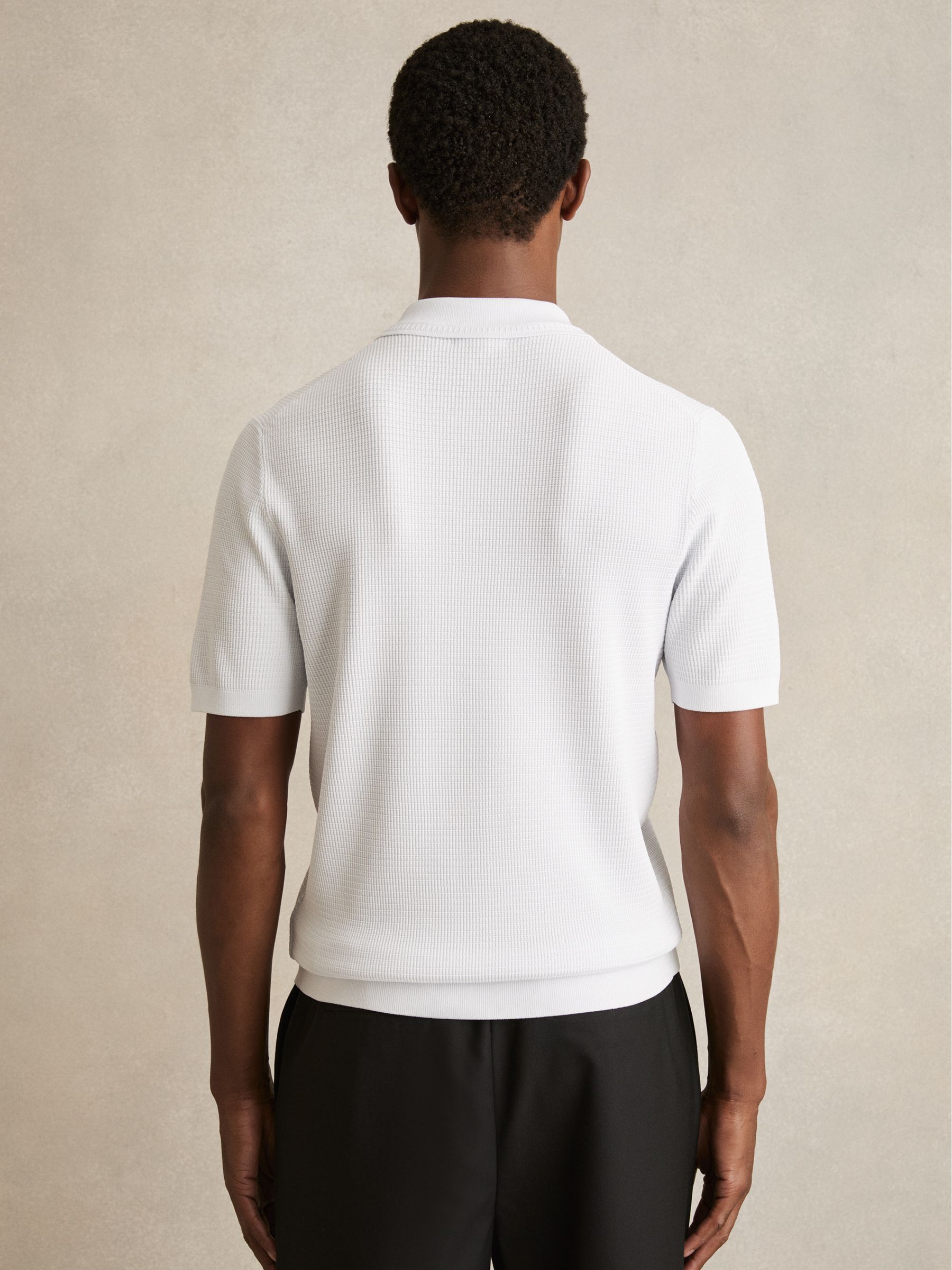 Textured Half-Zip Polo Shirt in White