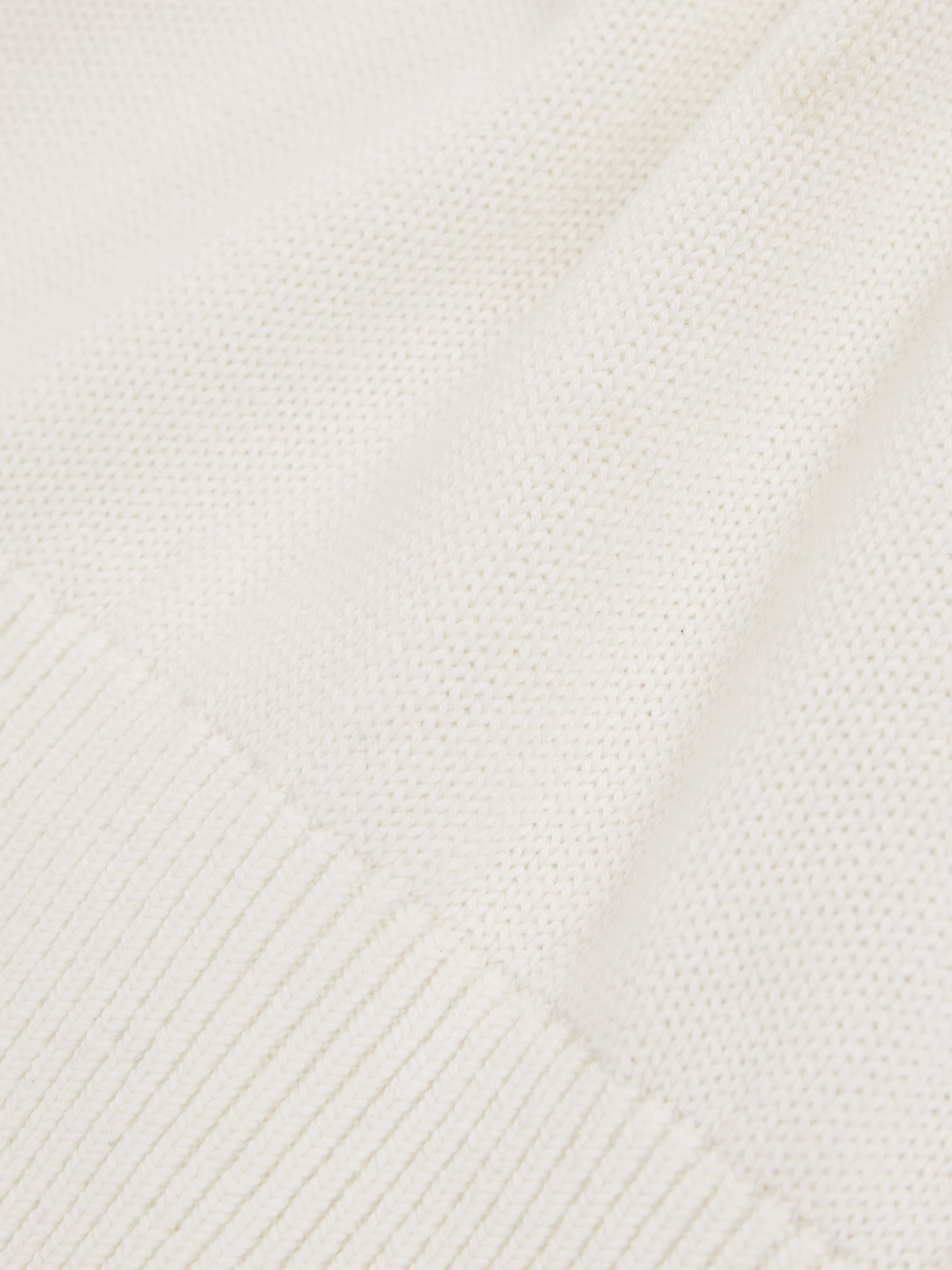 Cotton-Wool Knit V-Neck Top in Ivory